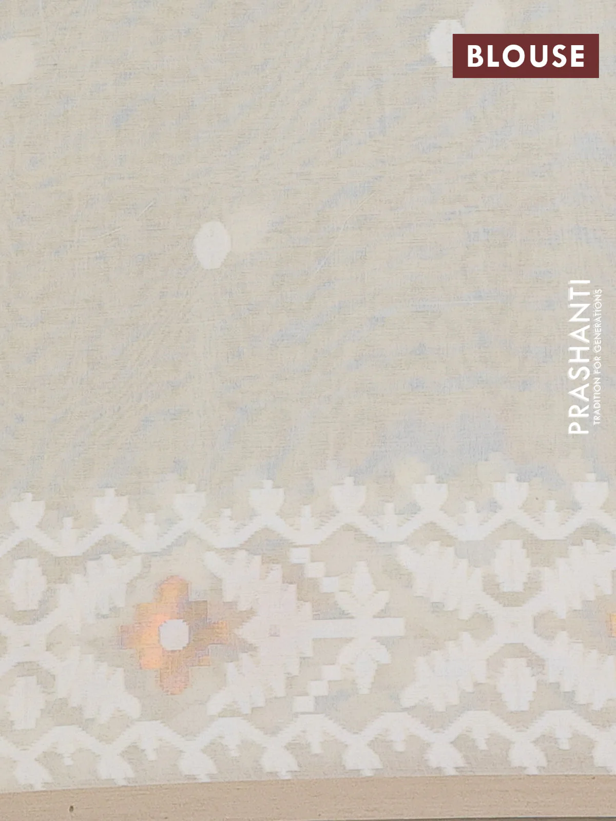 Bengal soft cotton saree cream with thread woven buttas and thread woven border - Image 4