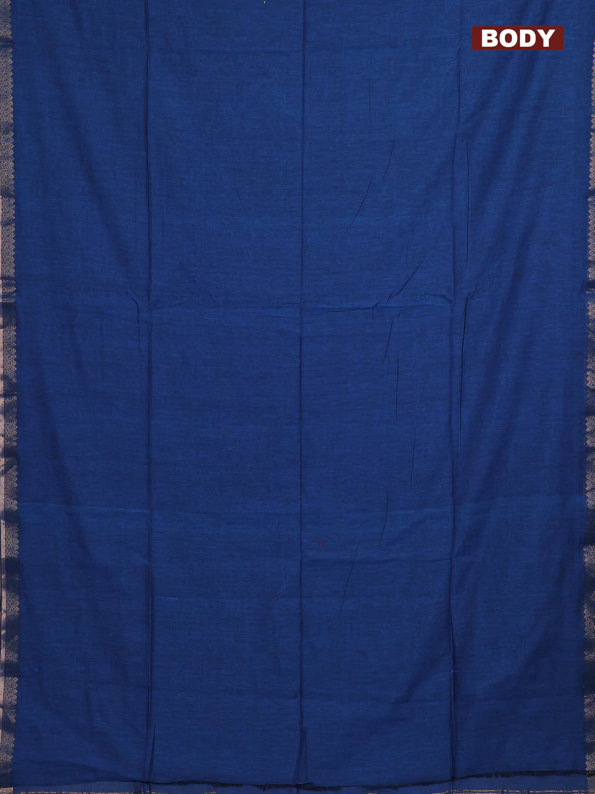 Bengal soft cotton saree cs blue with plain body and zari woven border - Image 2