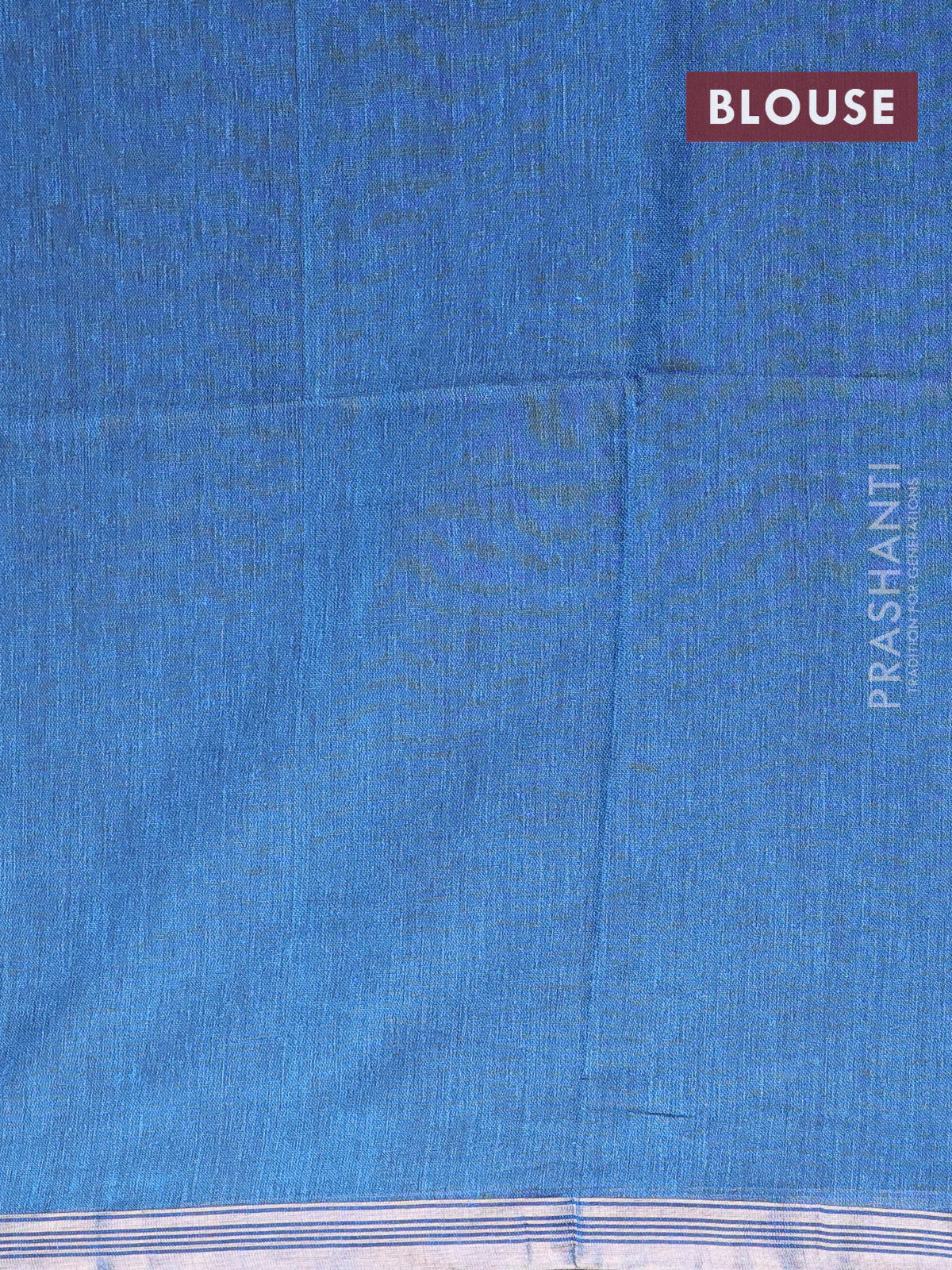 Bengal soft cotton saree cs blue with plain body and zari woven piping border - Image 4