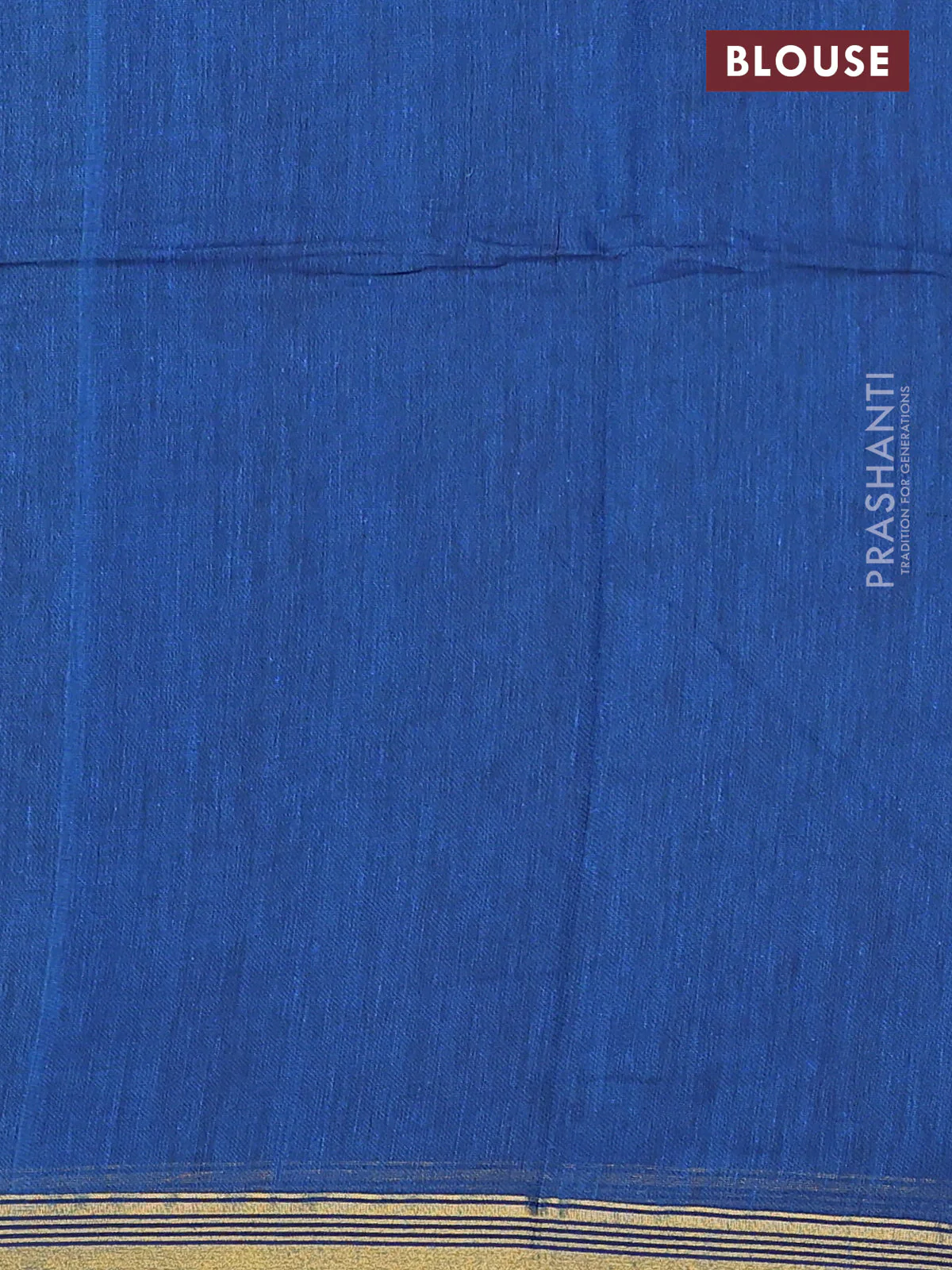 Bengal soft cotton saree cs blue with plain body and zari woven piping border - Image 4
