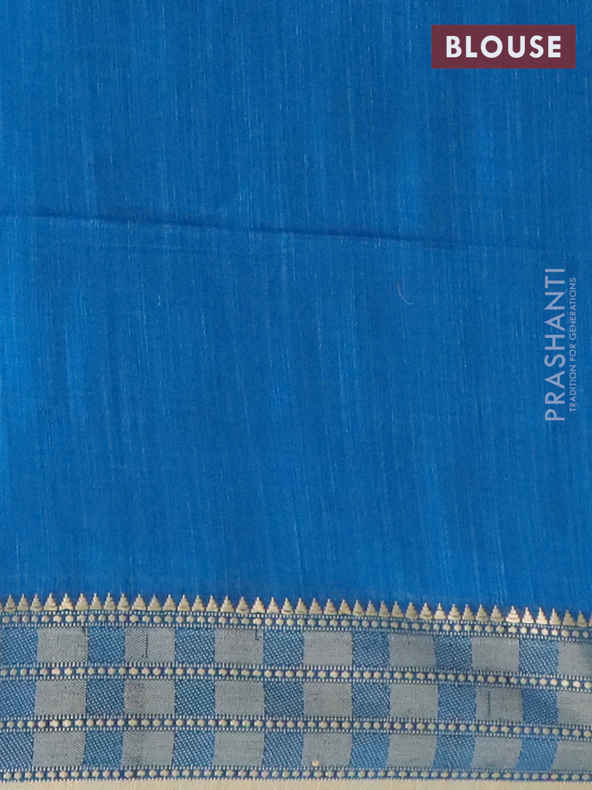 Bengal soft cotton saree cs blue with thread woven buttas and temple design thread woven border - Image 4
