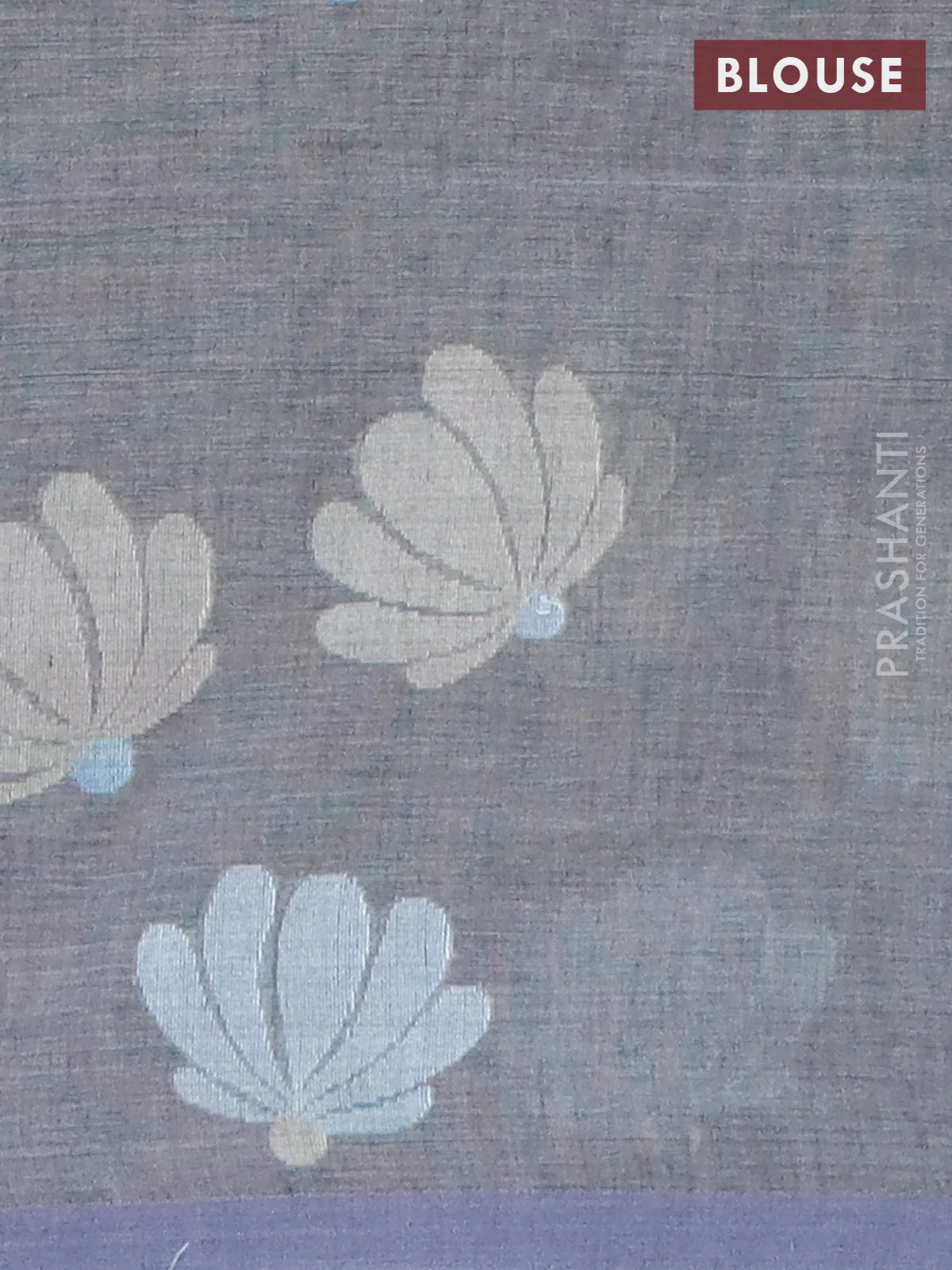Bengal soft cotton saree dark grey with thread woven buttas and piping border - Image 4