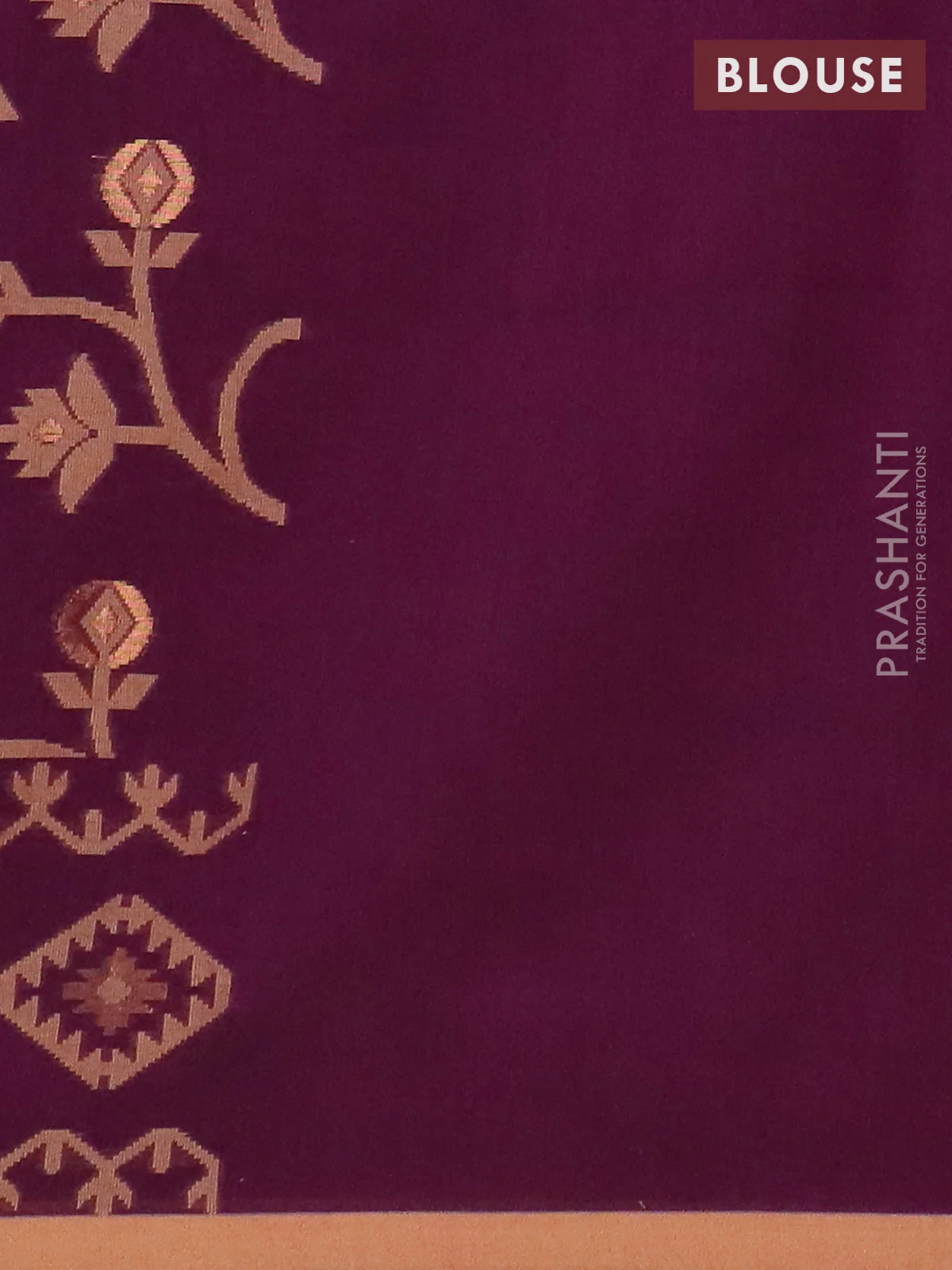 Bengal soft cotton saree dark magenta and sandal with allover thread & zari weaves and thread woven border - Image 4