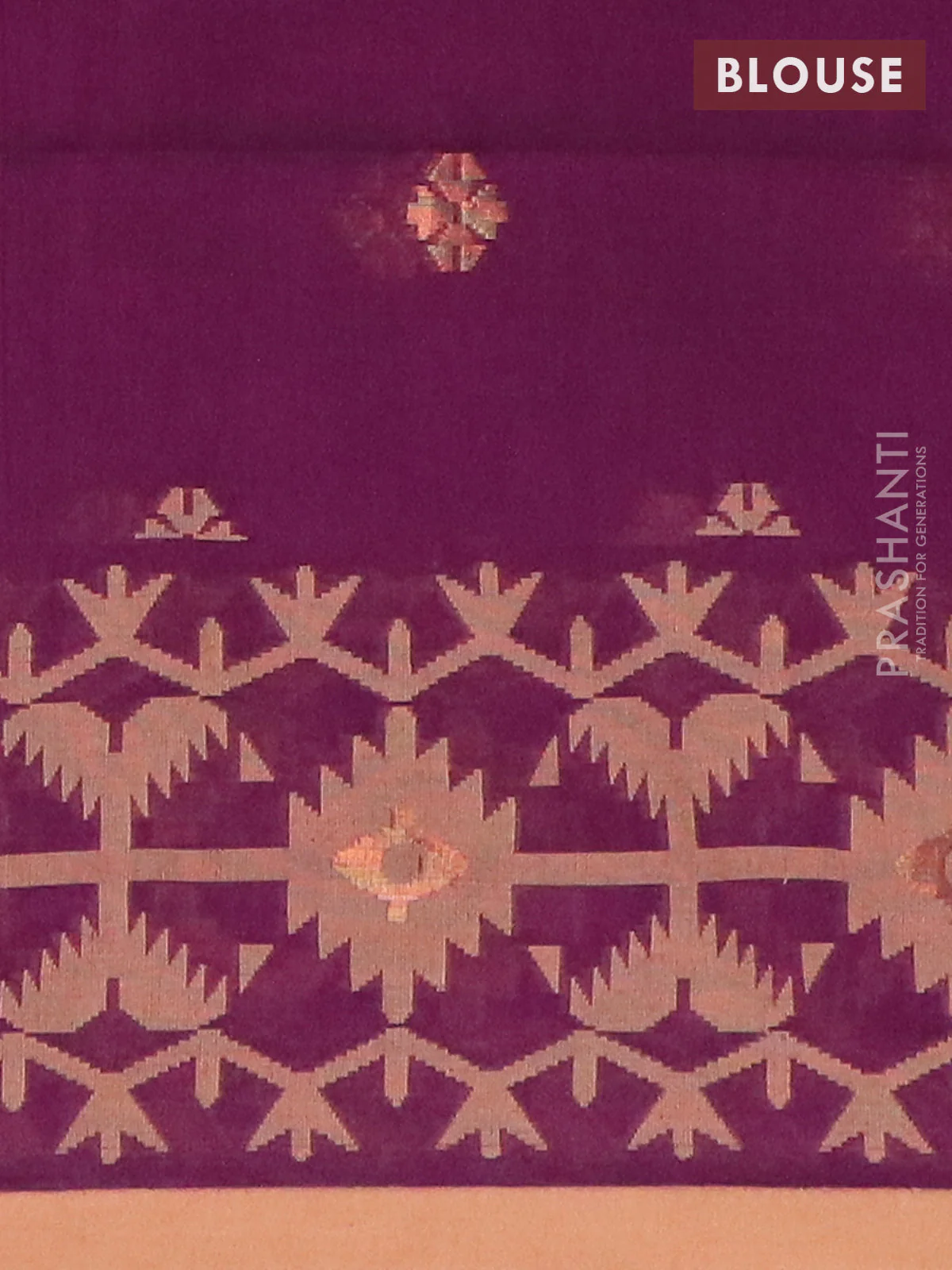 Bengal soft cotton saree dark magenta and sandal with thread & zari woven buttas and thread woven border - Image 4