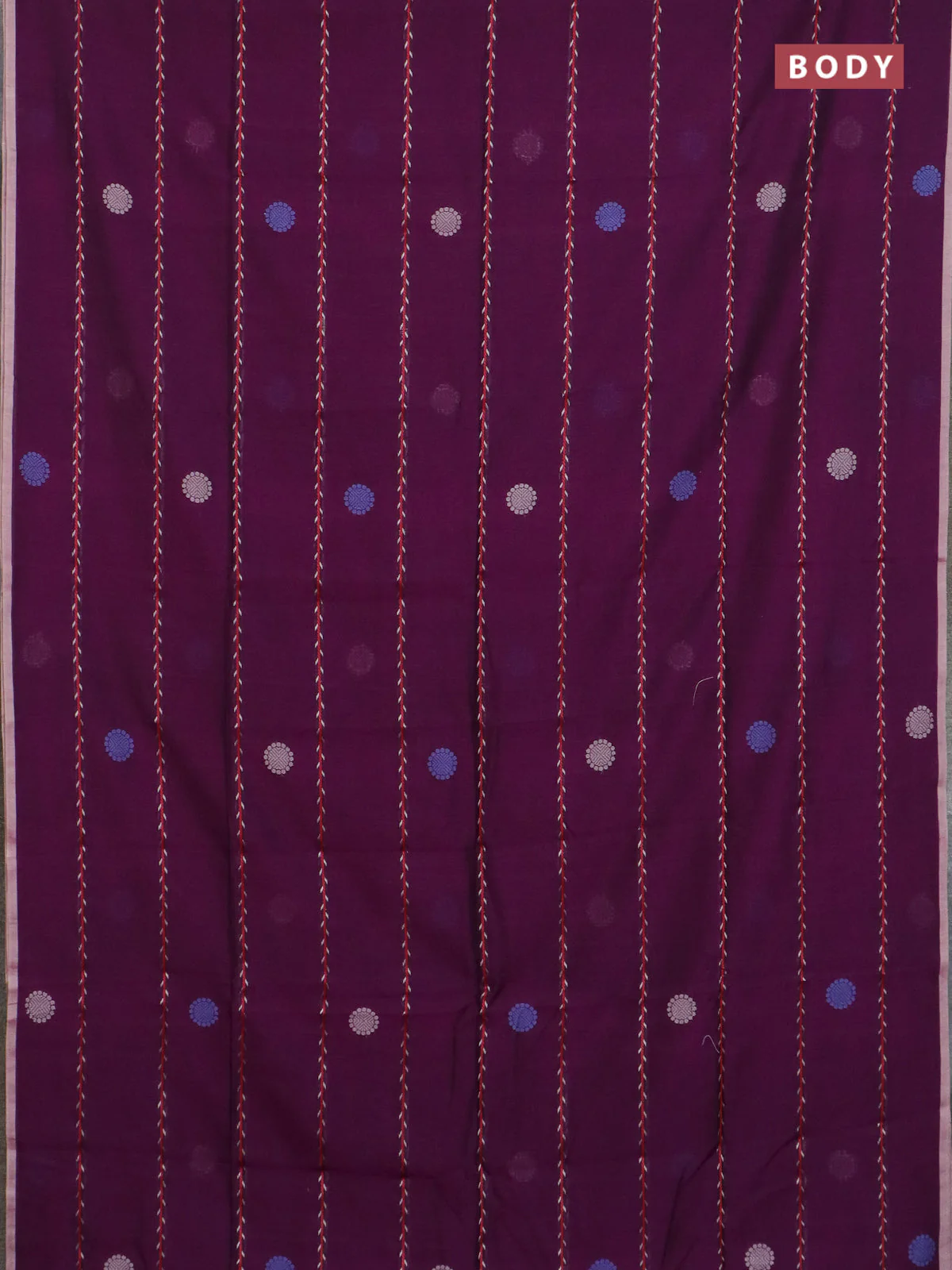 Bengal soft cotton saree dark magenta with allover thread weaves & buttas and piping border - Image 2