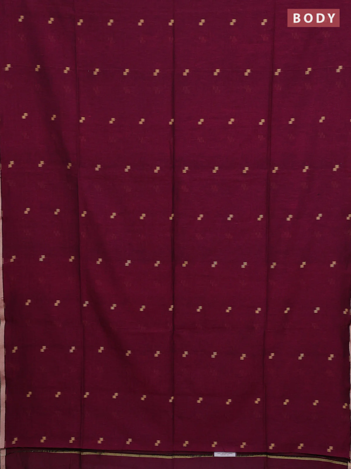 Bengal soft cotton saree dark magenta with thread woven buttas and piping border - Image 2
