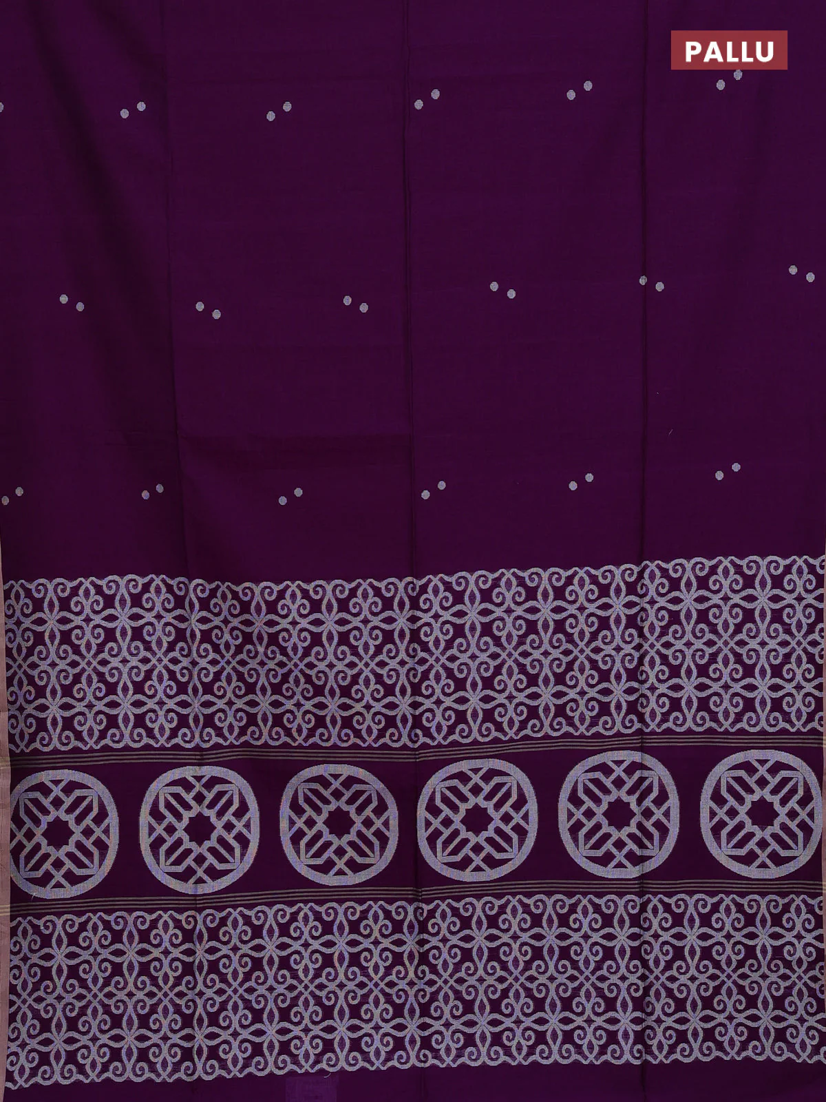 Bengal soft cotton saree dark magenta with thread woven buttas and piping border - Image 3