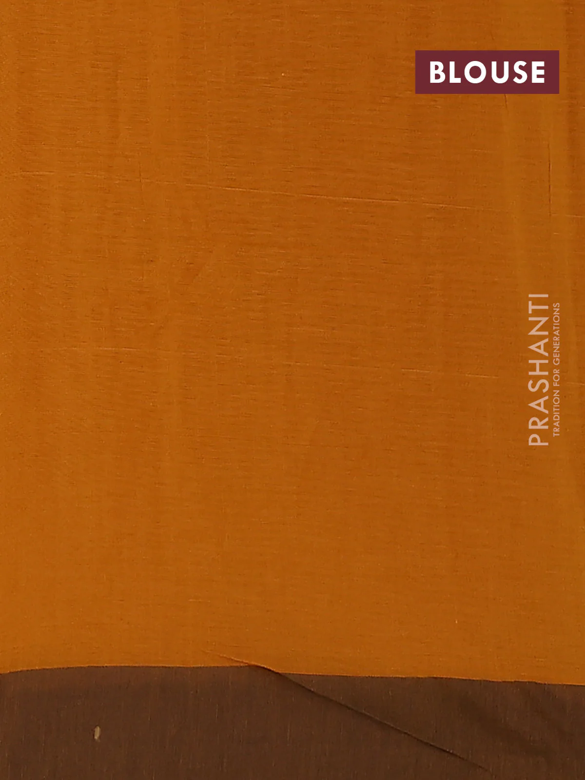 Bengal soft cotton saree dark mustard and brown shade with allover butta weaves and simple border - Image 4