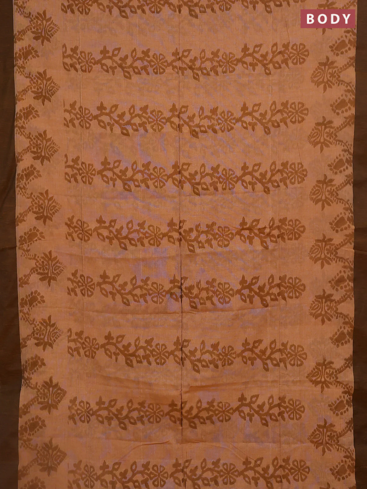 Bengal soft cotton saree dark mustard and grey with allover weaves and simple border - Image 2