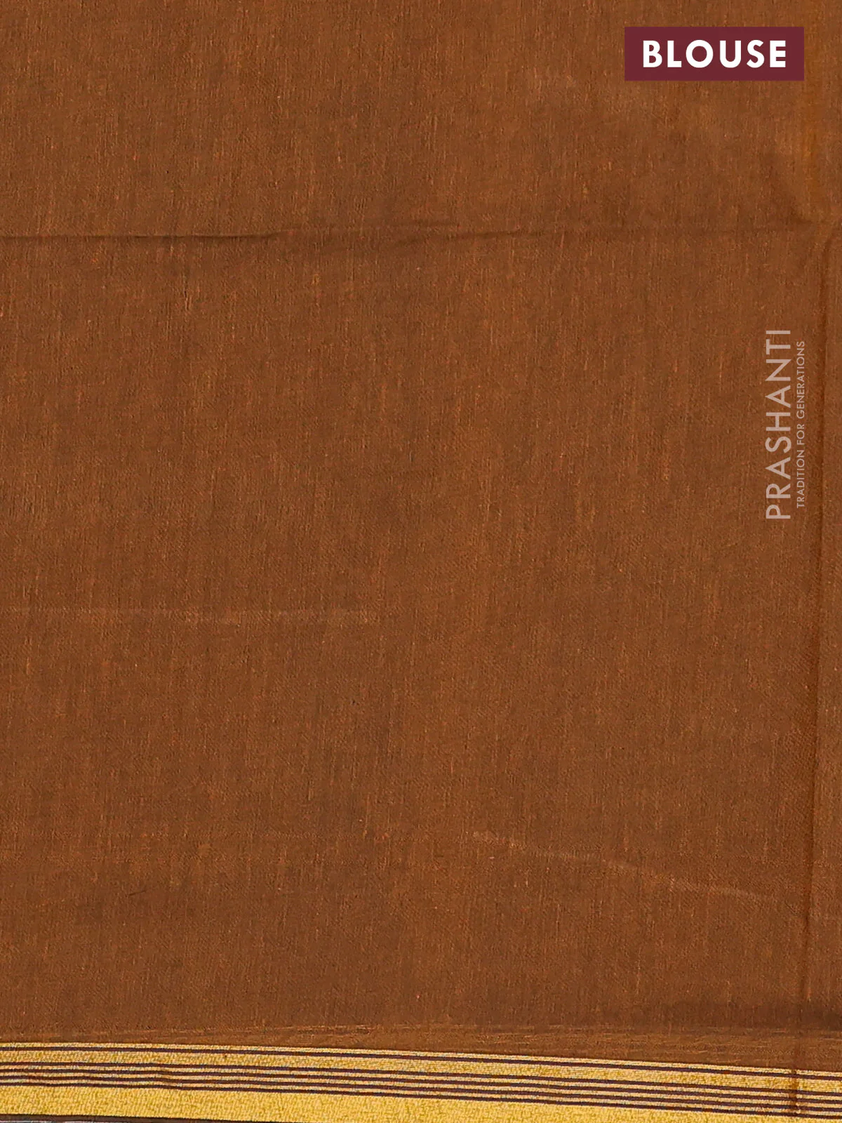 Bengal soft cotton saree dark mustard with plain body and zari woven piping border - Image 4
