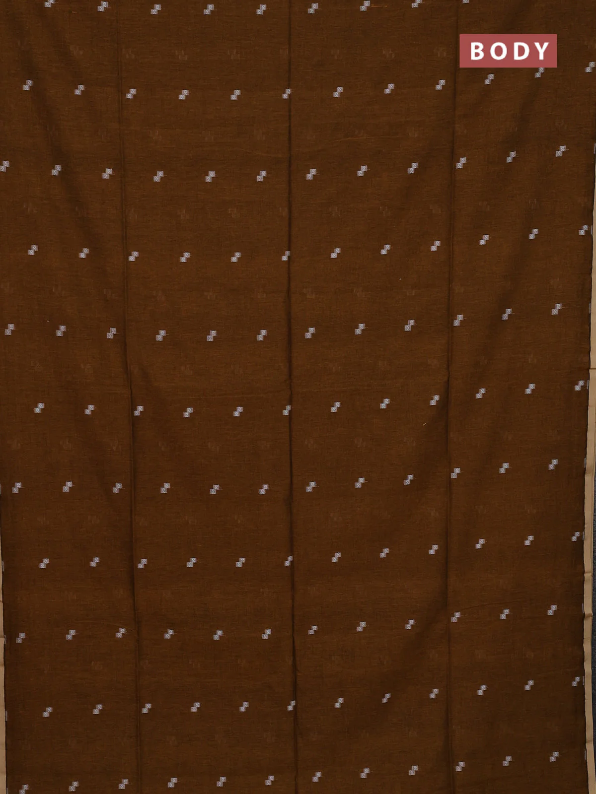 Bengal soft cotton saree dark mustard with thread woven buttas and piping border - Image 2