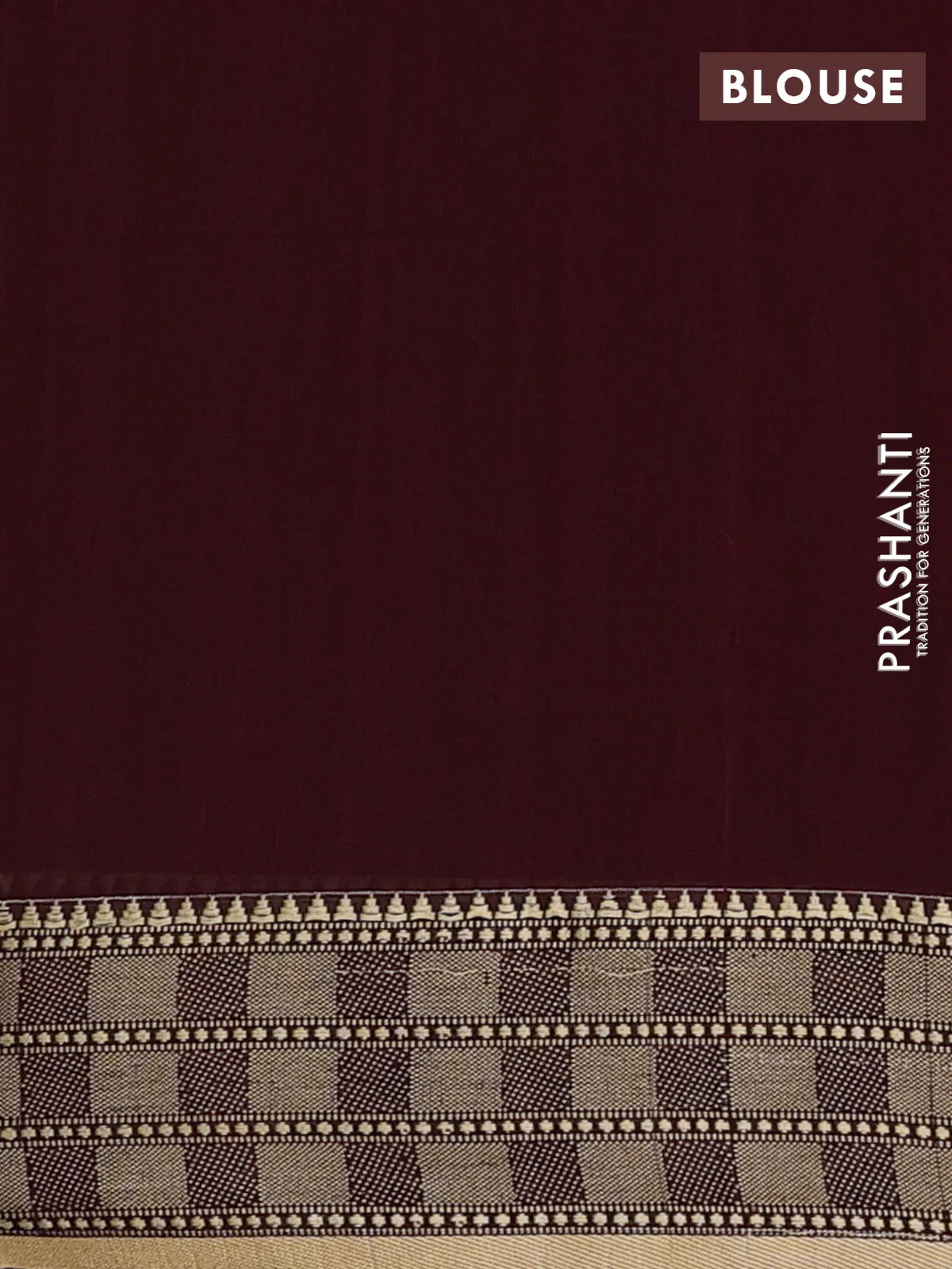 Bengal soft cotton saree deep jamun and sandal with thread woven buttas and temple design thread woven border - Image 4