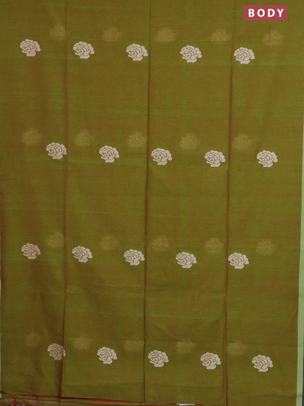 Bengal soft cotton saree dual shade of green with thread woven buttas and piping border - Image 2