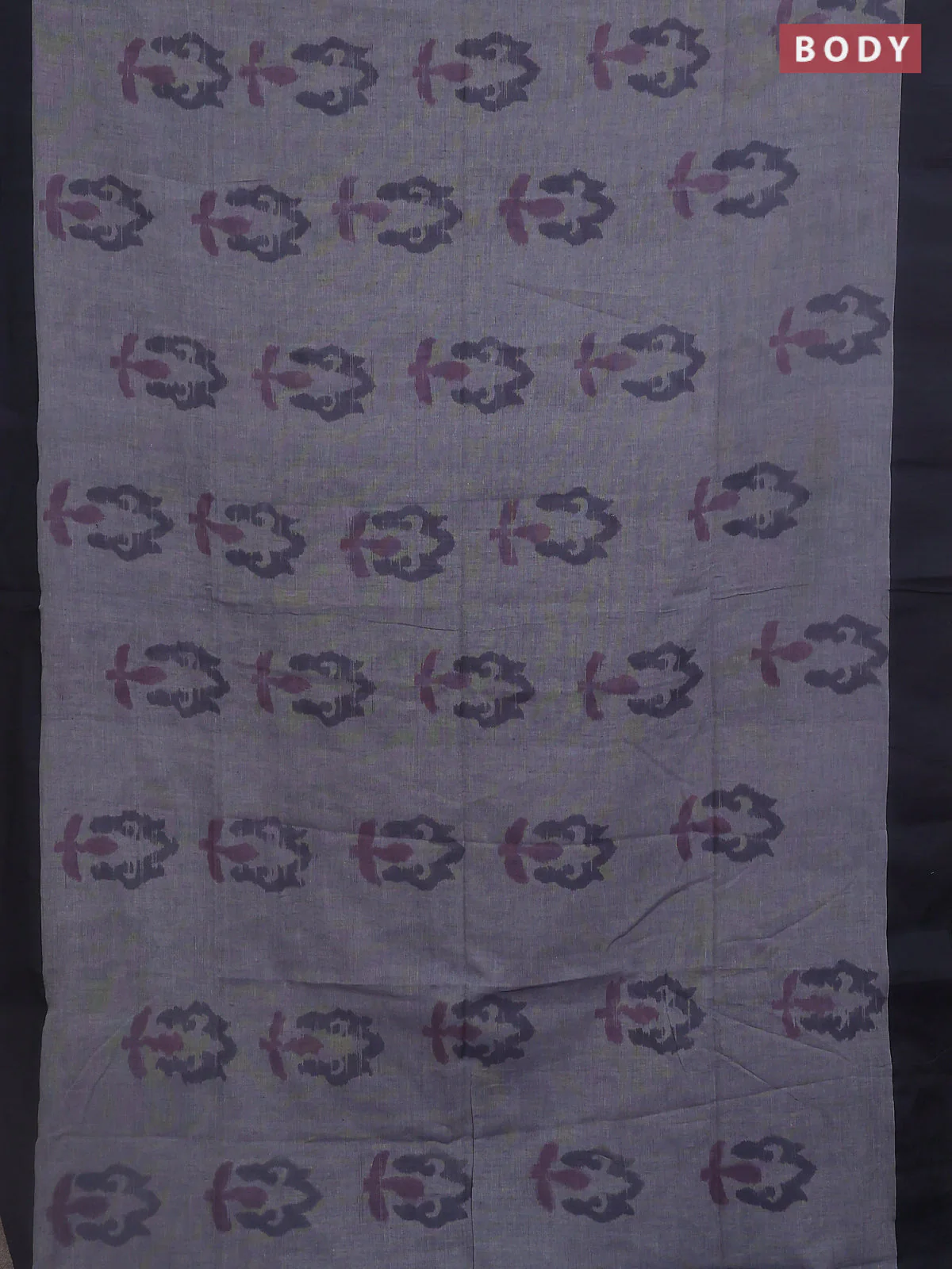 Bengal soft cotton saree grey and black with allover butta weaves and simple border - Image 2