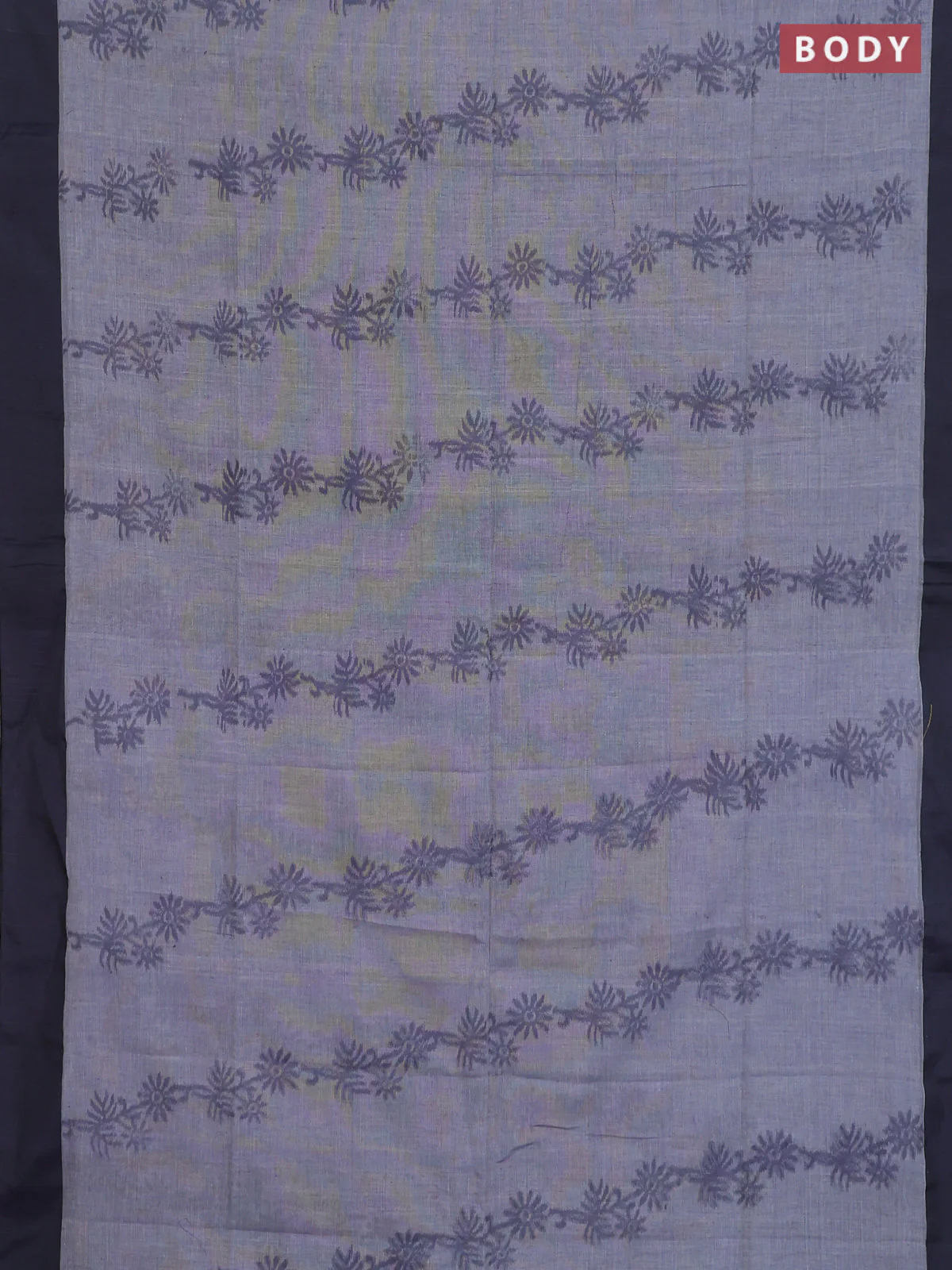 Bengal soft cotton saree grey and black with allover weaves and simple border - Image 2