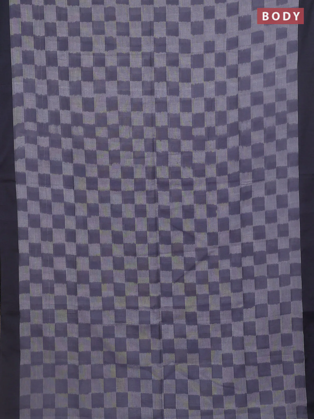 Bengal soft cotton saree grey and black with allover weaves and simple border - Image 2