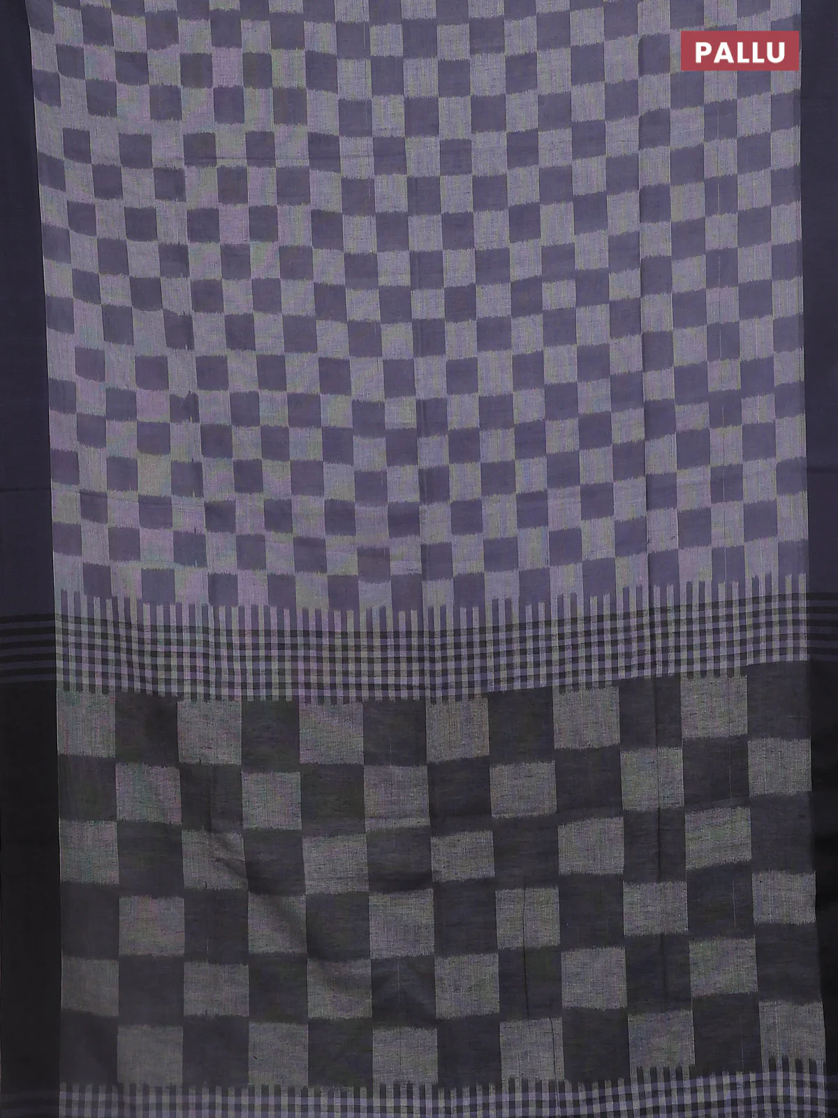 Bengal soft cotton saree grey and black with allover weaves and simple border - Image 3