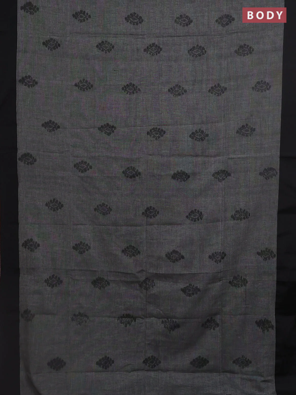 Bengal soft cotton saree grey and maroon with allover butta weaves and simple border - Image 2