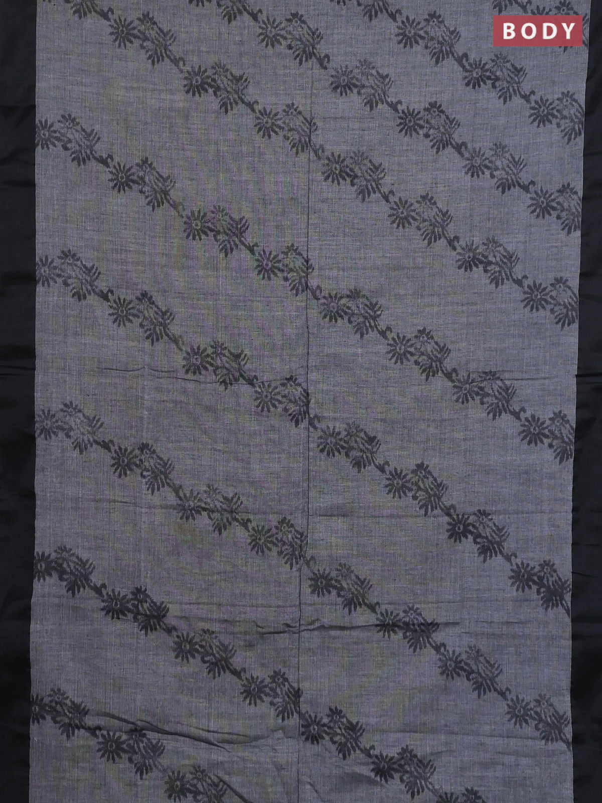 Bengal soft cotton saree grey and maroon with allover weaves and simple border - Image 2