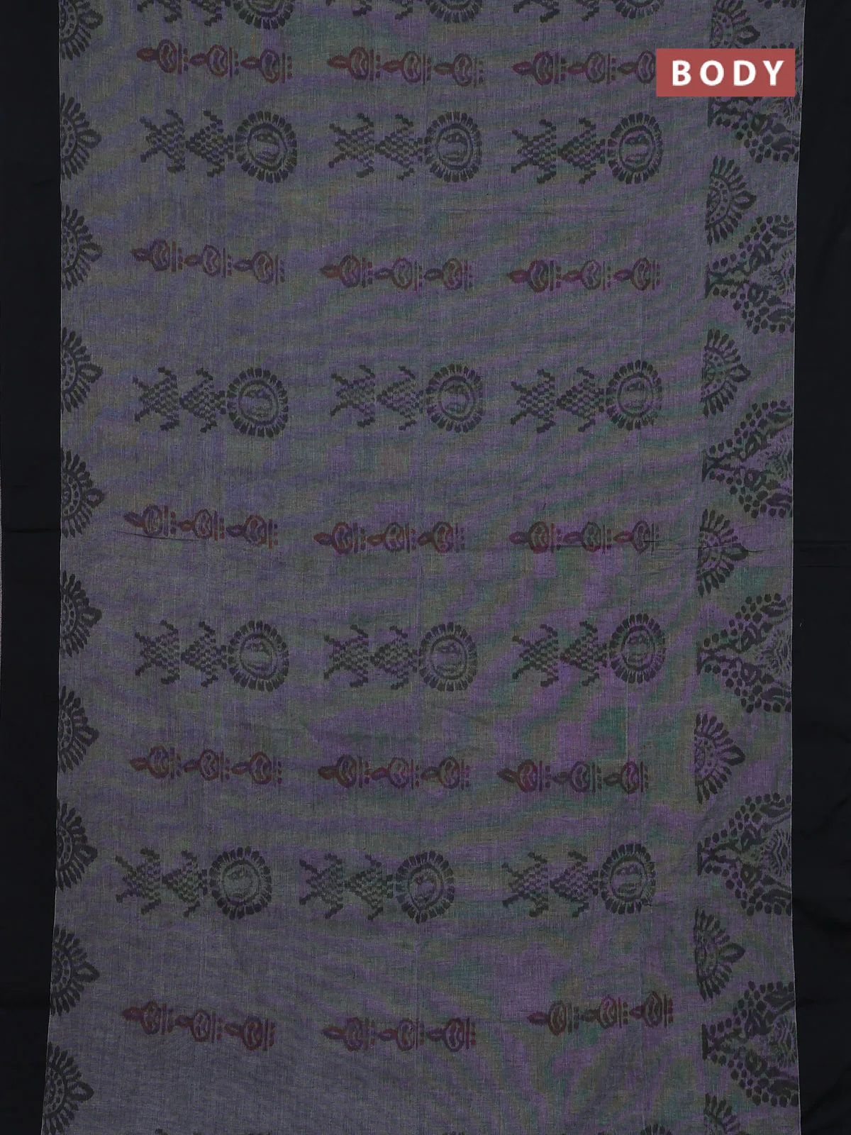 Bengal soft cotton saree grey and maroon with allover weaves and simple border - Image 2