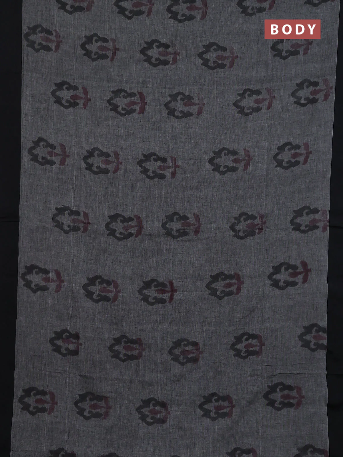 Bengal soft cotton saree grey and maroon with allover weaves and simple border - Image 2