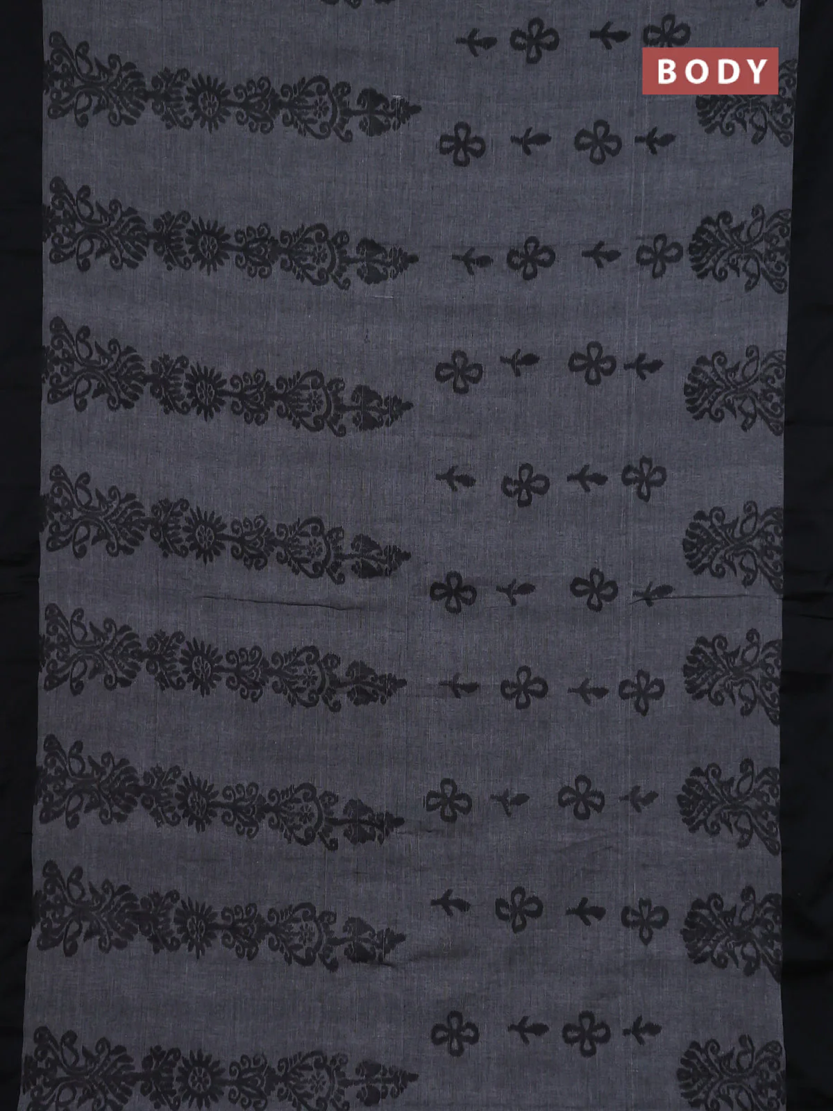 Bengal soft cotton saree grey and maroon with allover weaves and simple border - Image 2