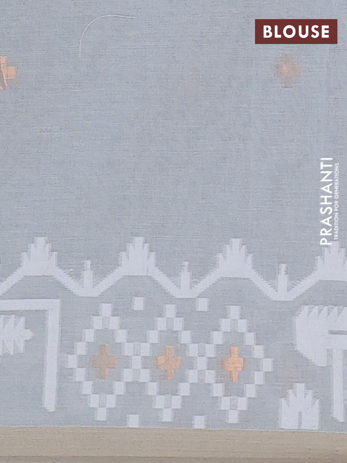 Bengal soft cotton saree grey and sandal with thread & zari woven buttas and thread woven border - Image 4