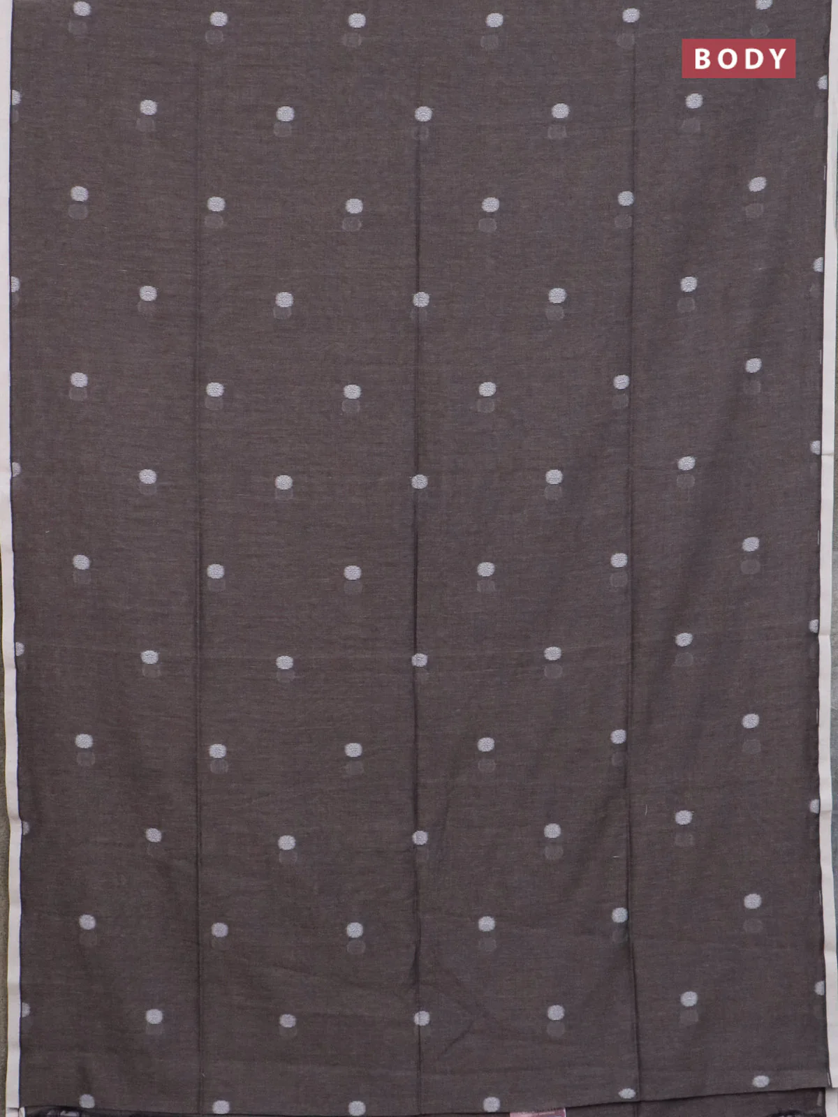 Bengal soft cotton saree grey and wine shade with thread woven buttas and piping border - Image 2