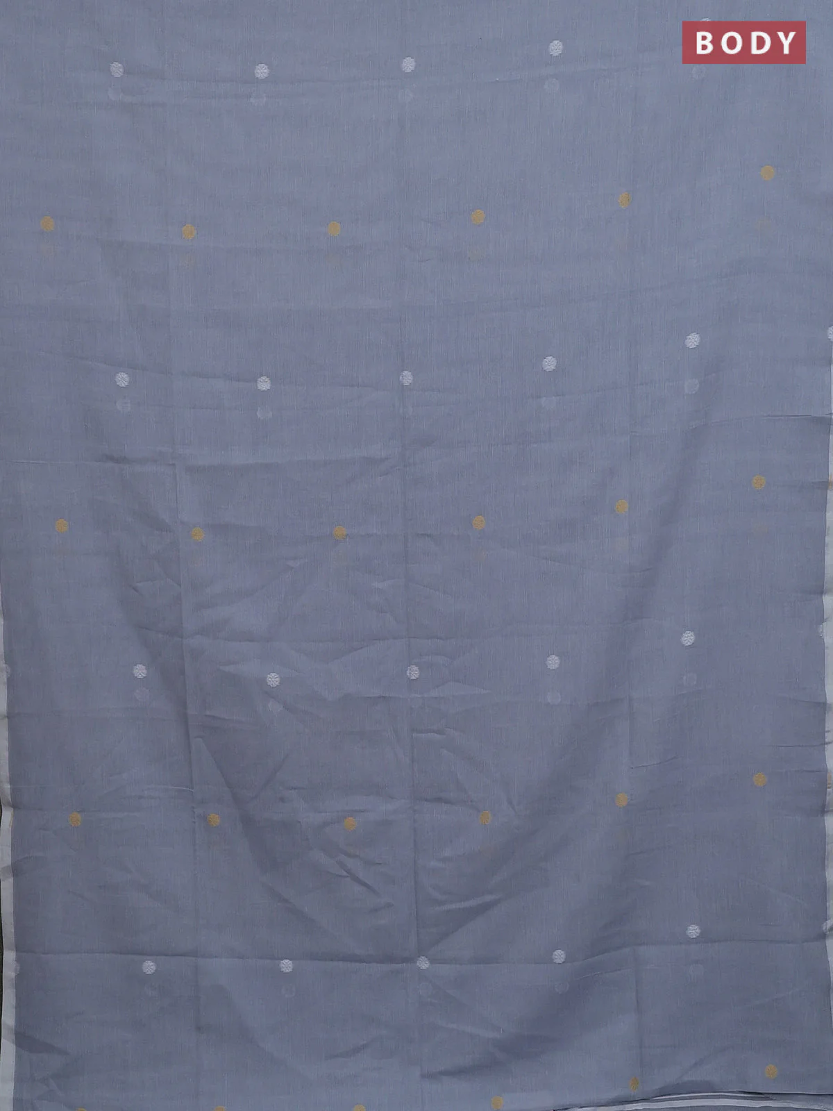 Bengal soft cotton saree grey with thread woven buttas and piping border - Image 2