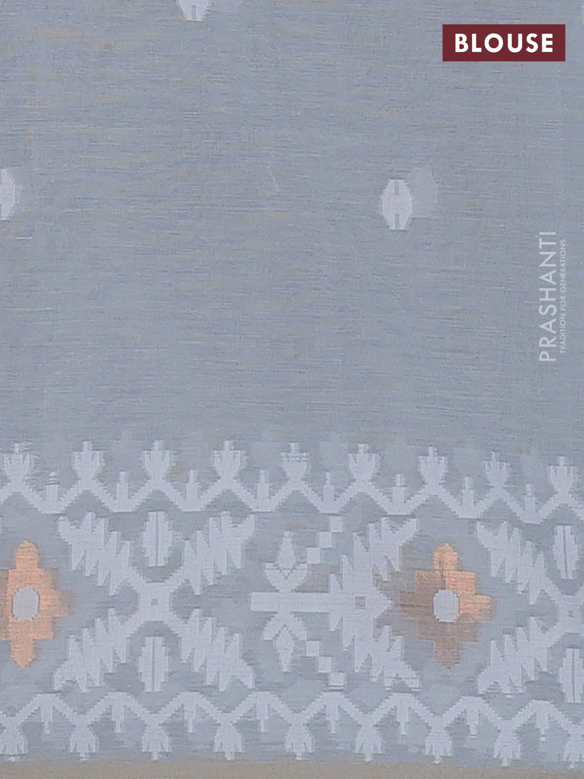Bengal soft cotton saree grey with thread woven buttas and thread woven border - Image 4