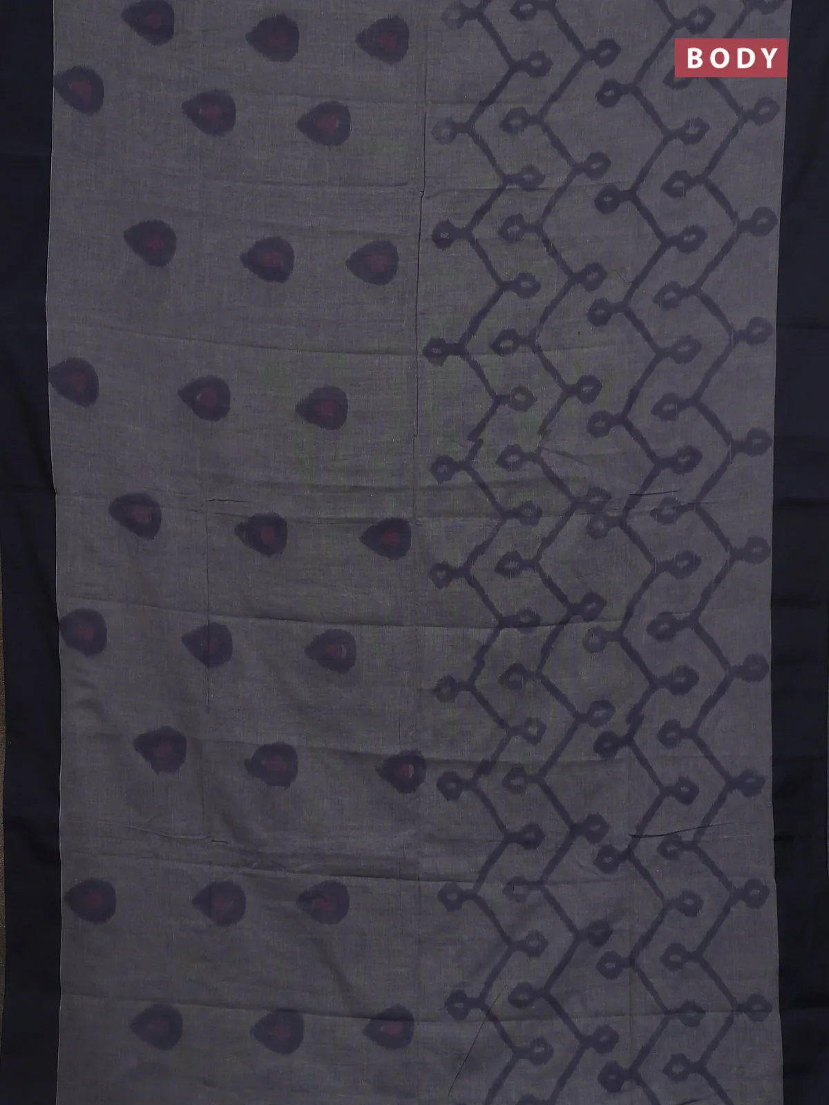 Bengal soft cotton saree greyish blue and black with allover weaves and simple border - Image 2