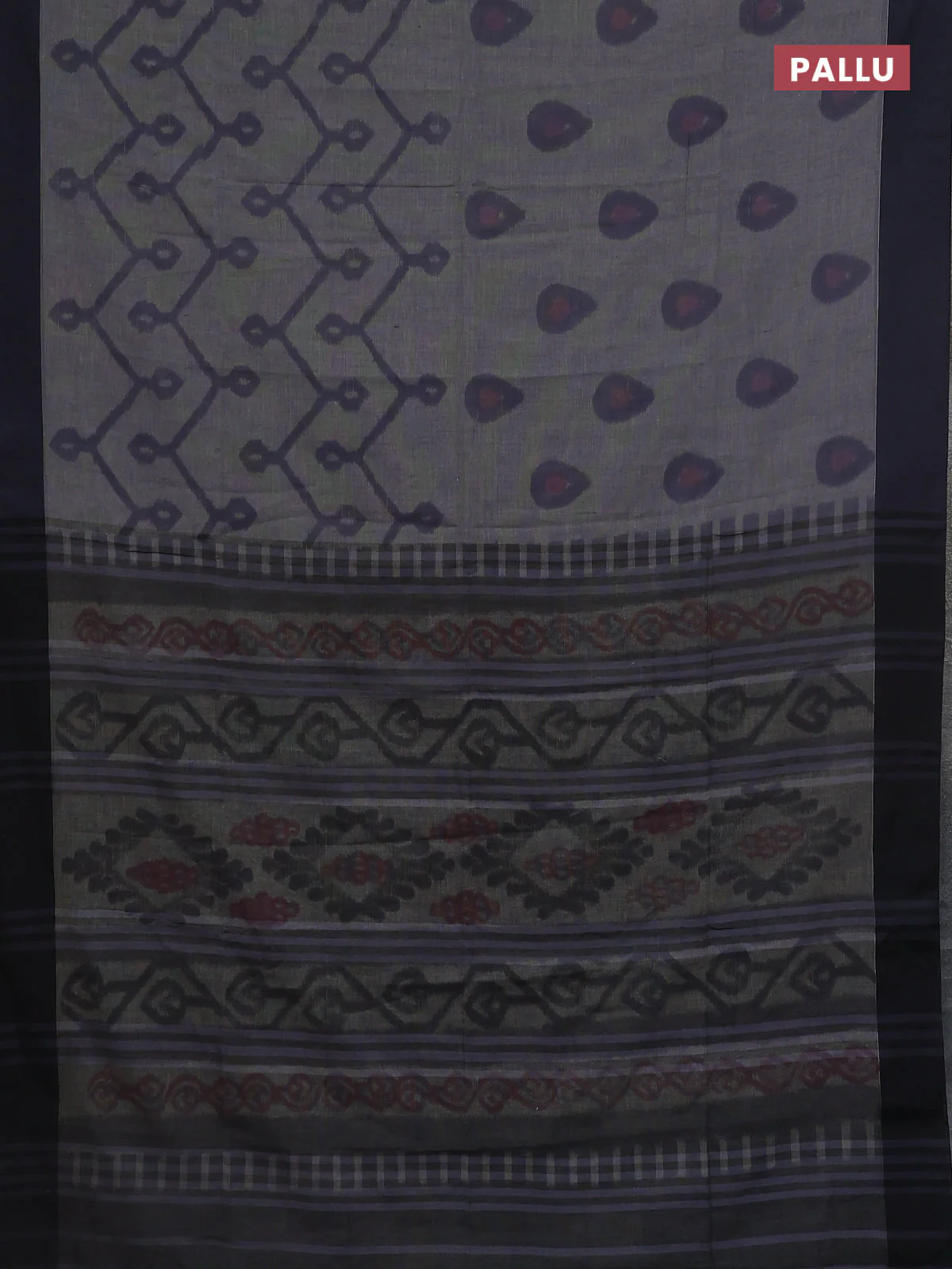 Bengal soft cotton saree greyish blue and black with allover weaves and simple border - Image 3