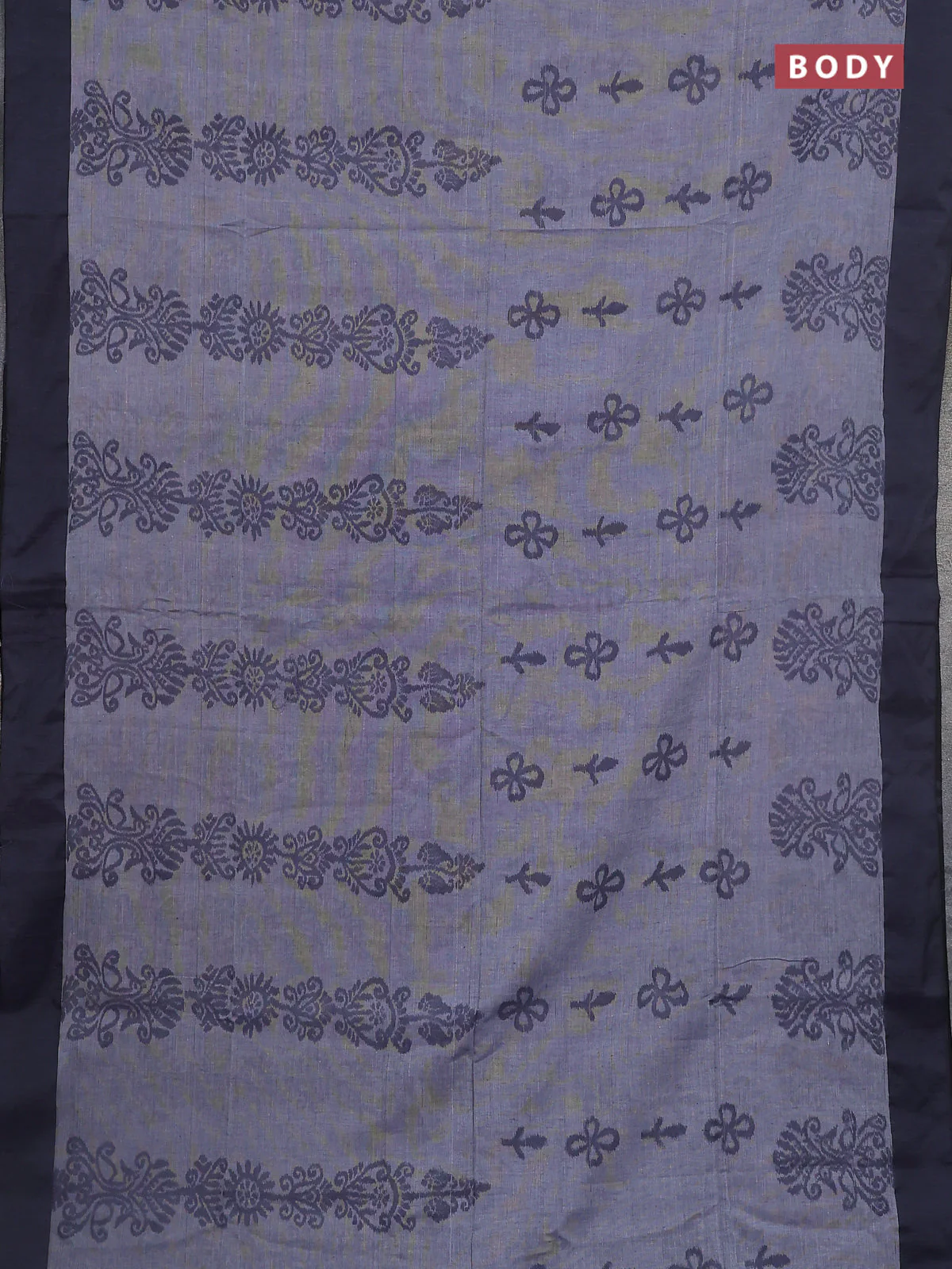 Bengal soft cotton saree greyish blue and grey with allover weaves and simple border - Image 2