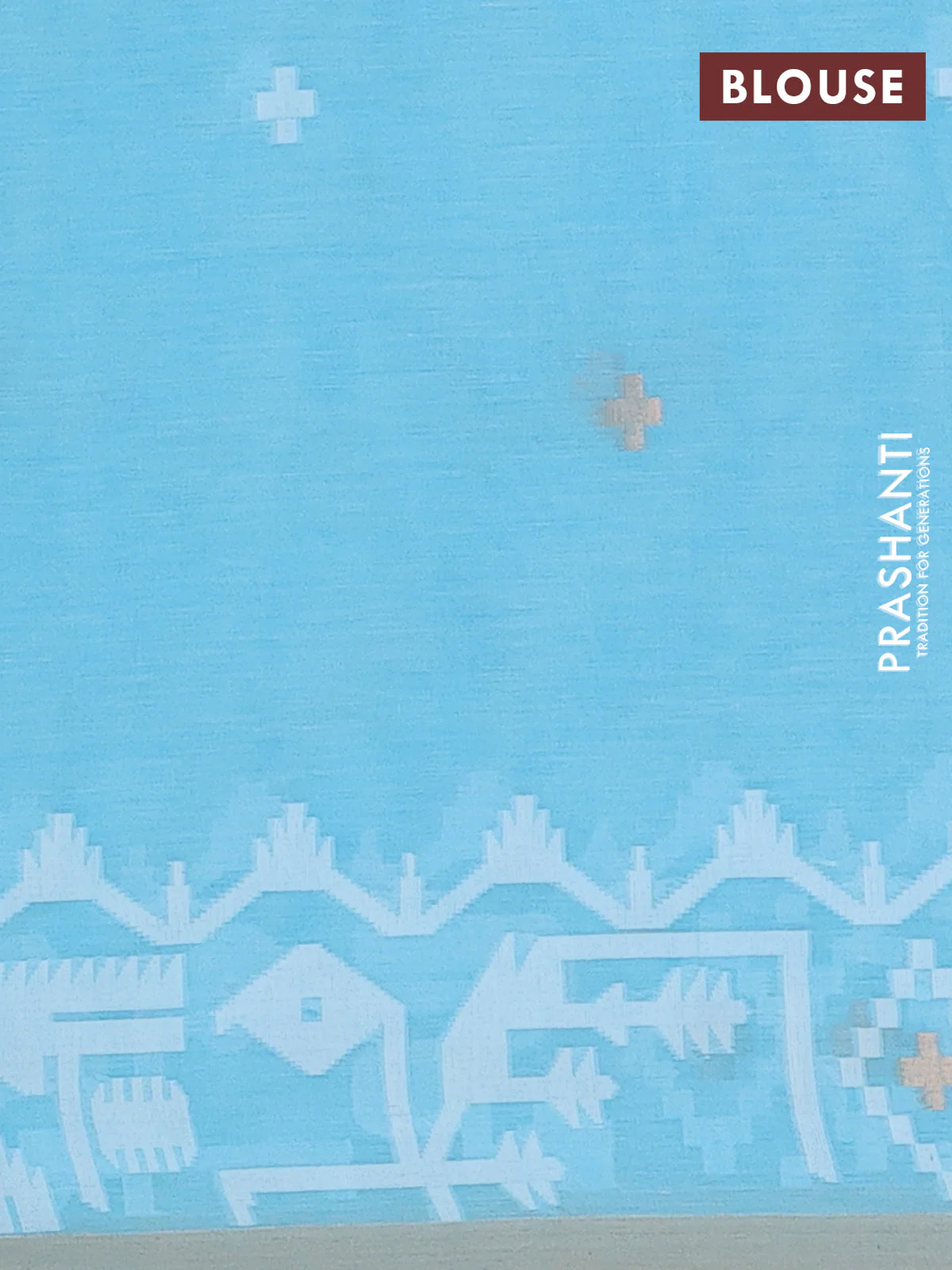 Bengal soft cotton saree light blue and sandal with thread & zari woven buttas and thread woven border - Image 4