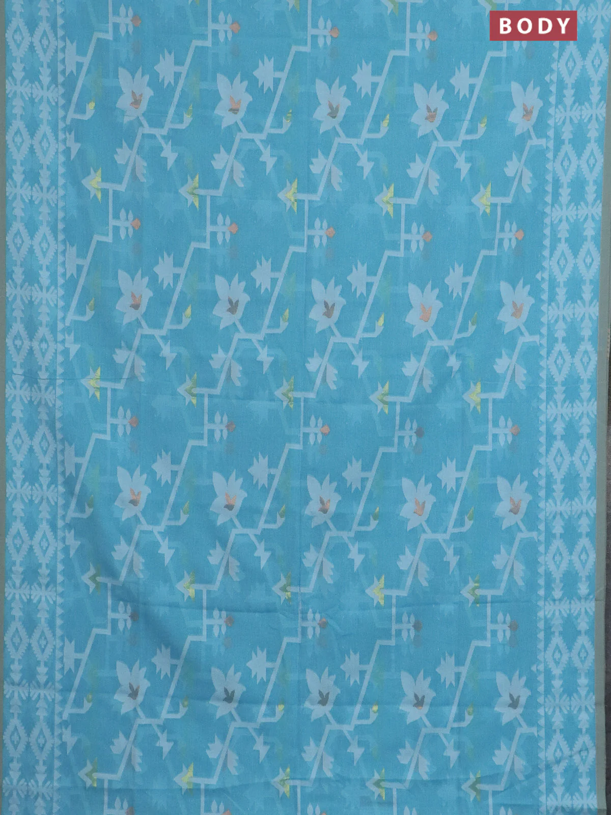 Bengal soft cotton saree light blue with allover thread weaves and thread woven border - Image 2