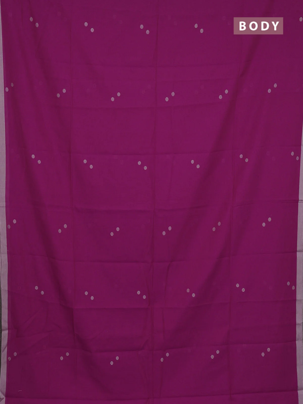 Bengal soft cotton saree magenta pink and beige with thread woven buttas and piping border - Image 2
