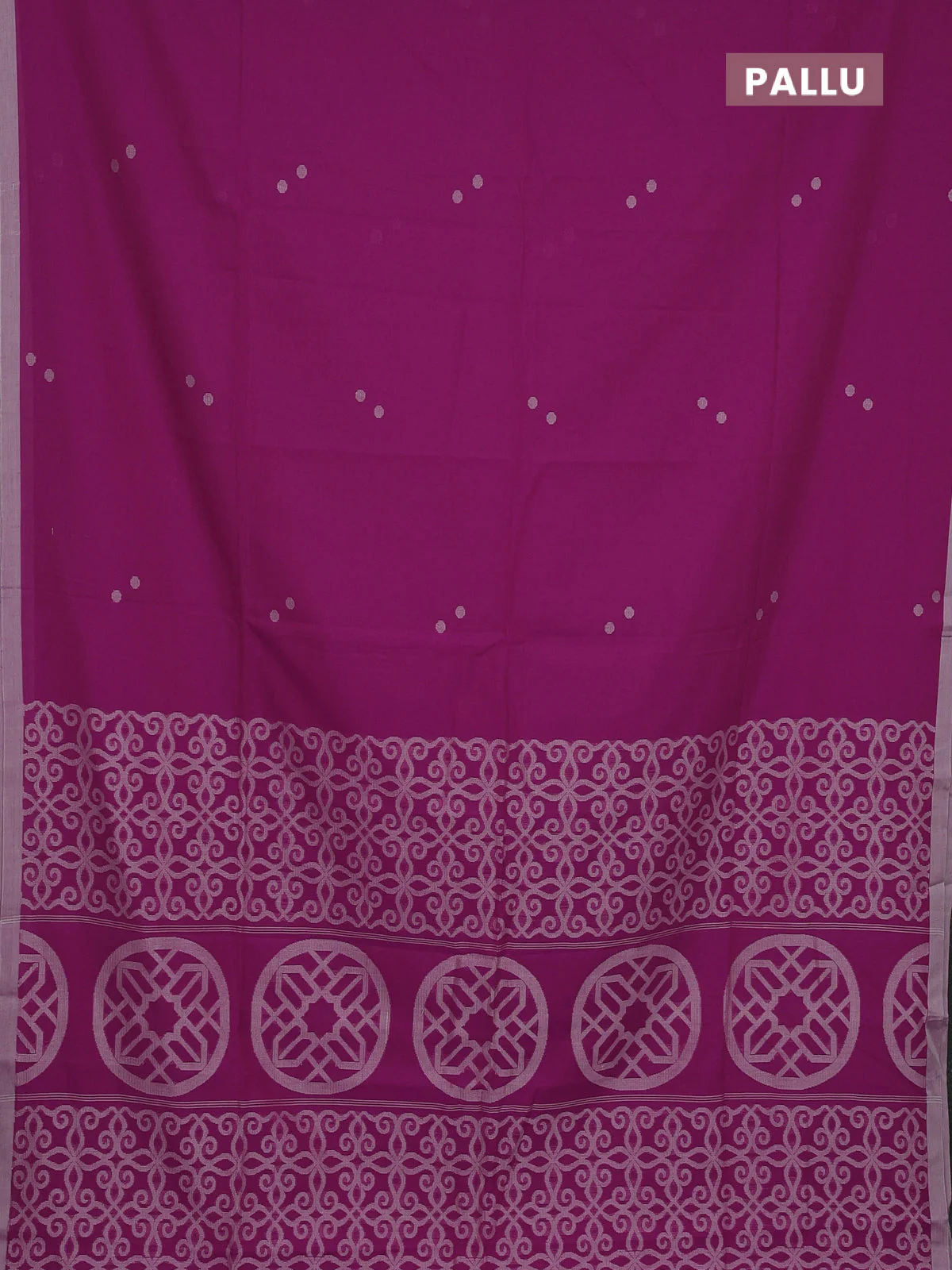 Bengal soft cotton saree magenta pink and beige with thread woven buttas and piping border - Image 3
