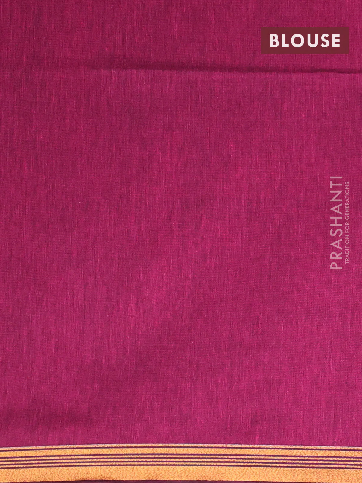 Bengal soft cotton saree magenta pink with plain body and zari woven piping border - Image 4