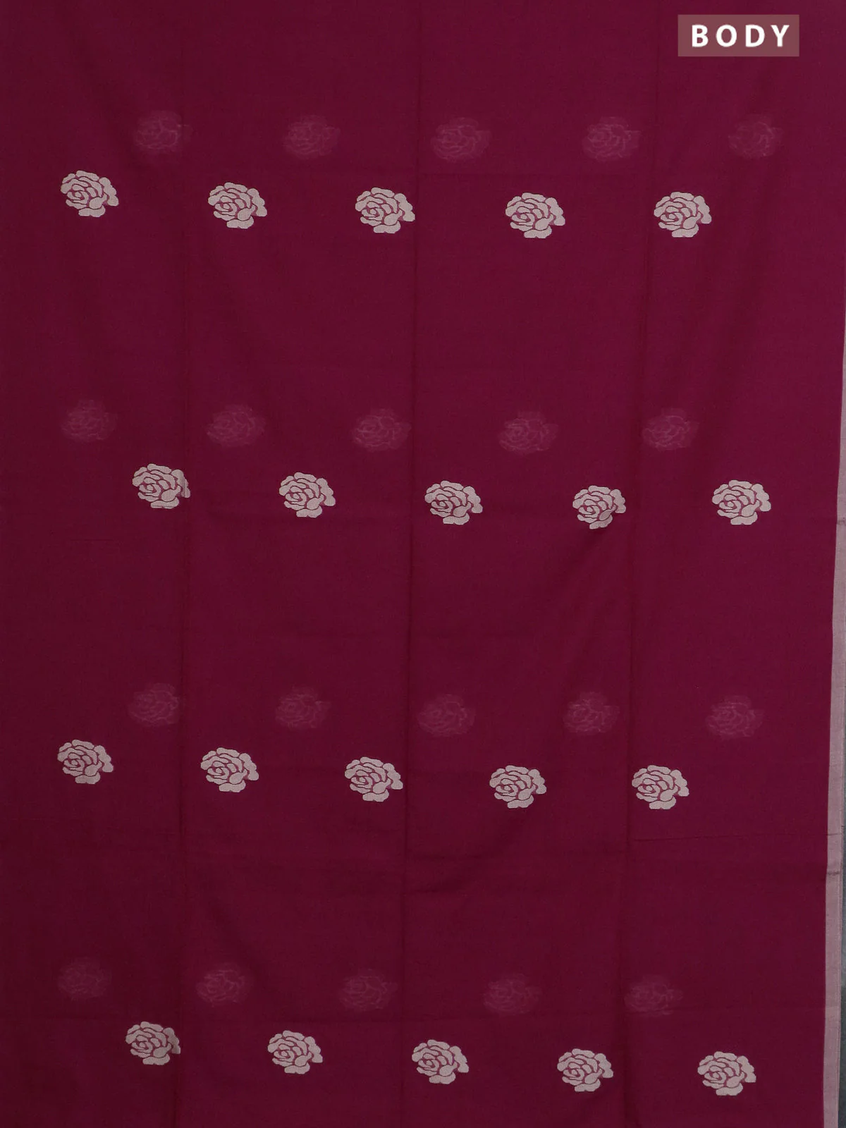 Bengal soft cotton saree magenta pink with thread woven buttas and piping border - Image 2