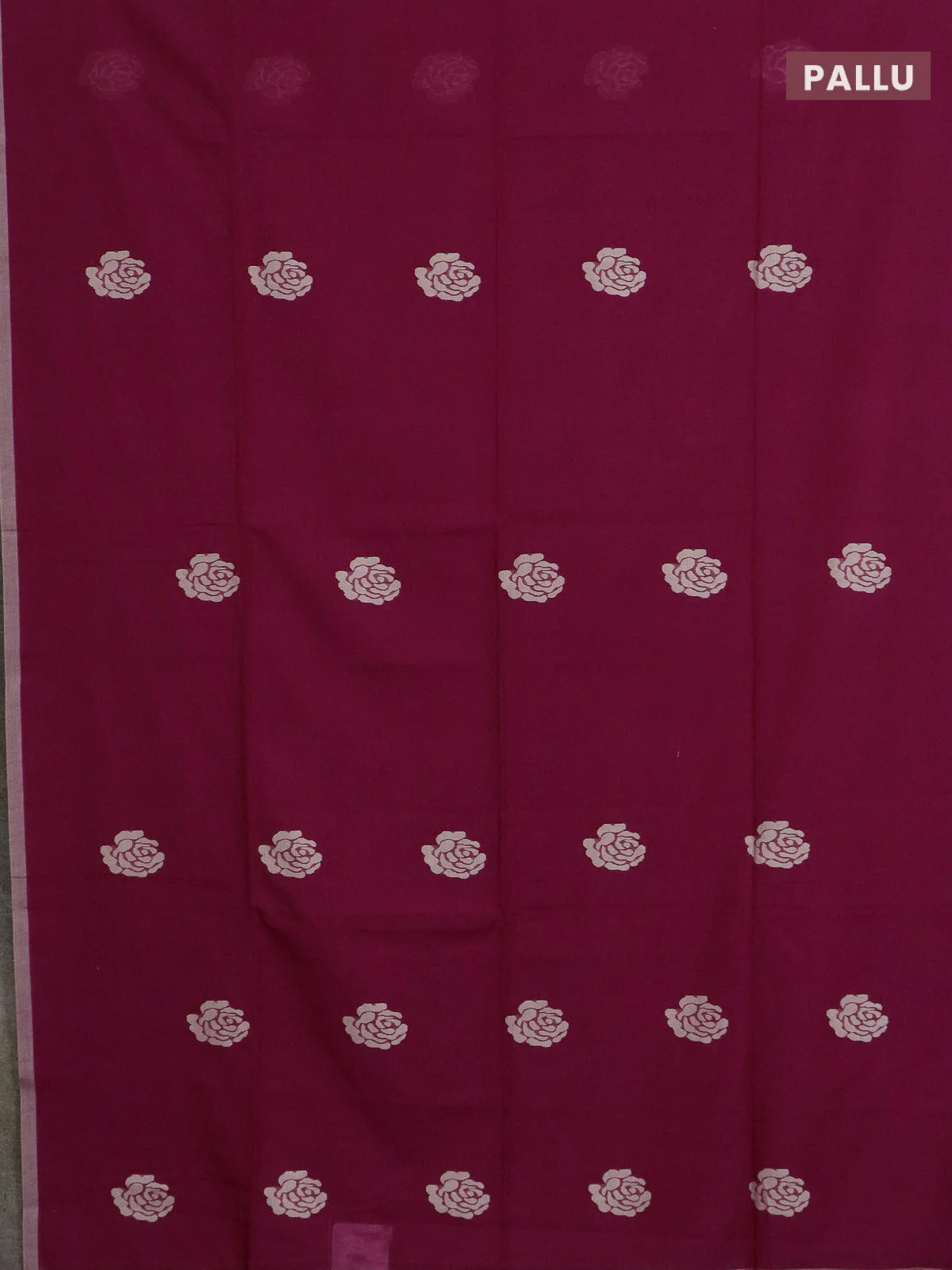 Bengal soft cotton saree magenta pink with thread woven buttas and piping border - Image 3