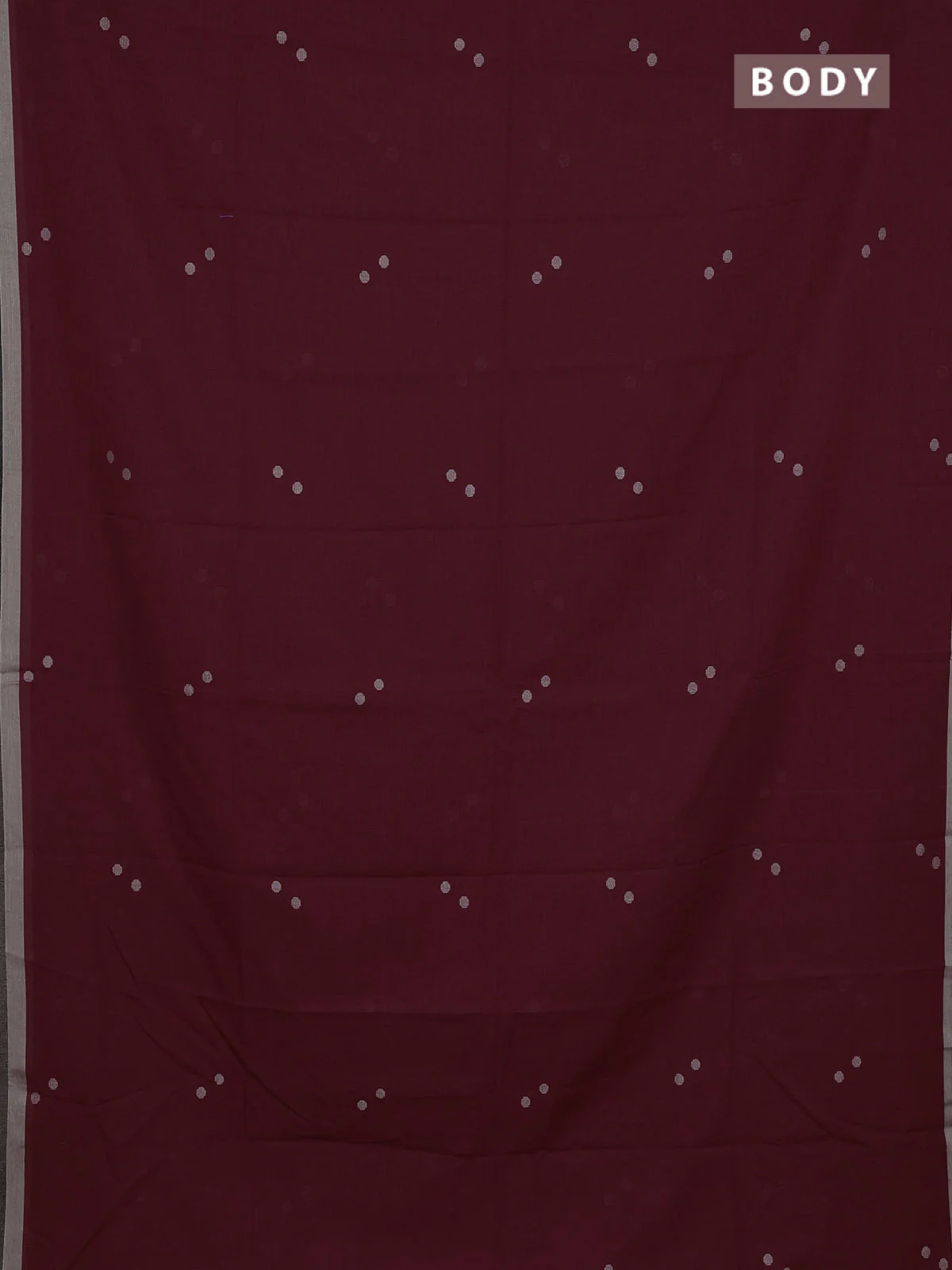 Bengal soft cotton saree maroon and beige with thread woven buttas and piping border - Image 2