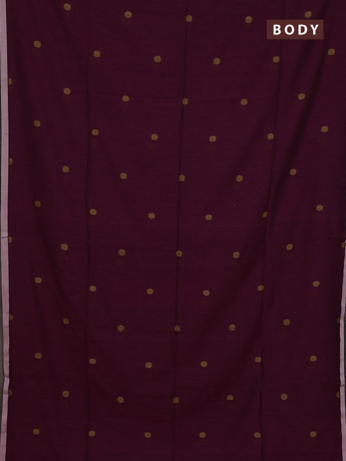 Bengal soft cotton saree maroon and off white with thread woven buttas and piping border - Image 2