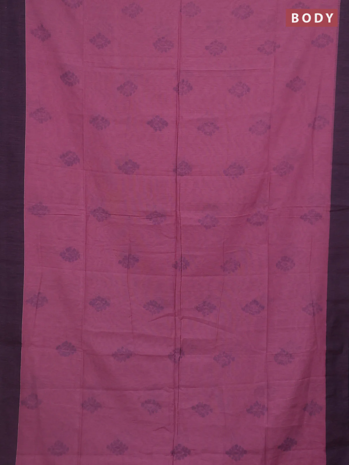 Bengal soft cotton saree mauve pink and blue with allover butta weaves and simple border - Image 2