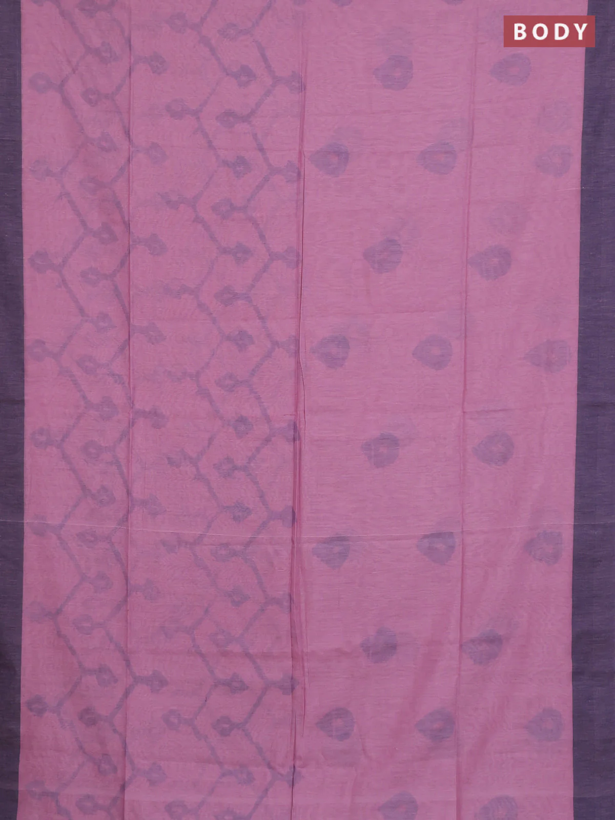 Bengal soft cotton saree mauve pink and blue with allover butta weaves and simple border - Image 2