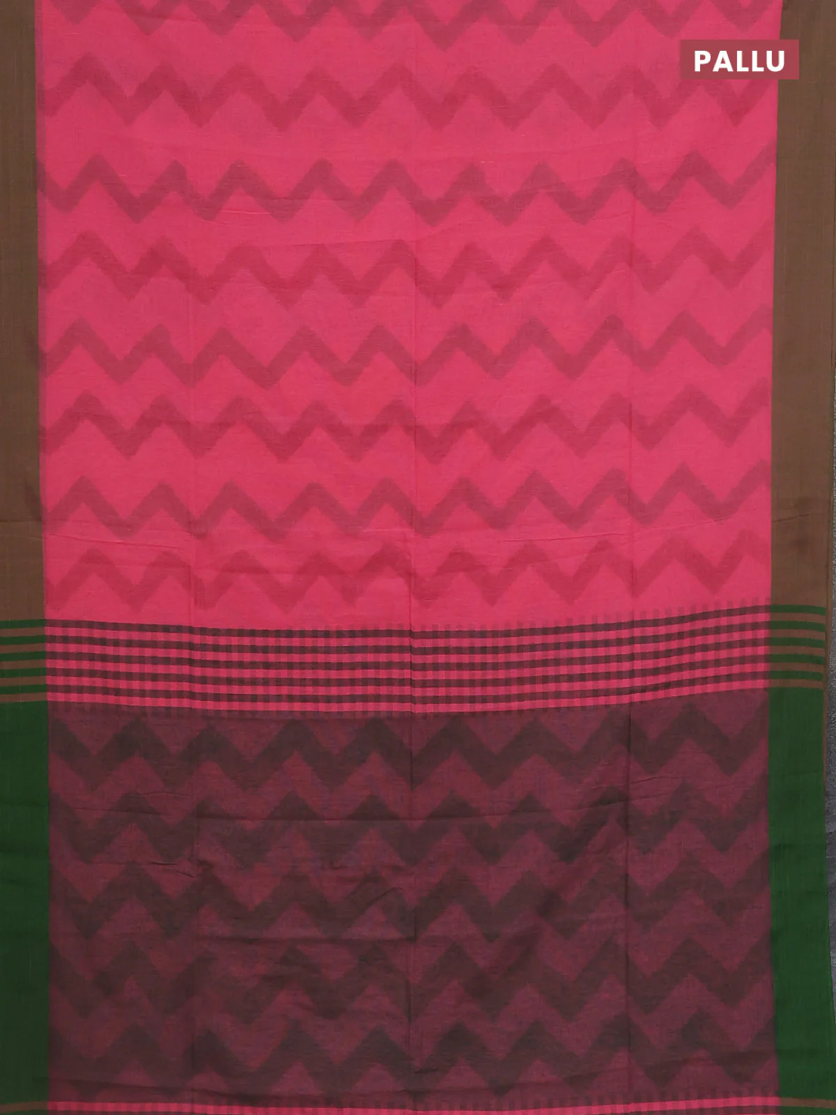 Bengal soft cotton saree mauve pink and green with allover weaves and simple border - Image 3