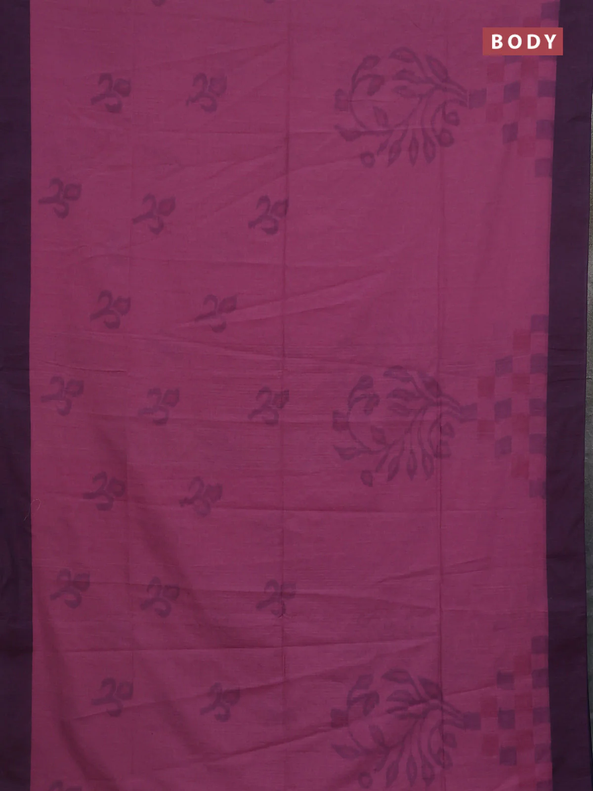 Bengal soft cotton saree mauve pink and navy blue with allover butta weaves and simple border - Image 2