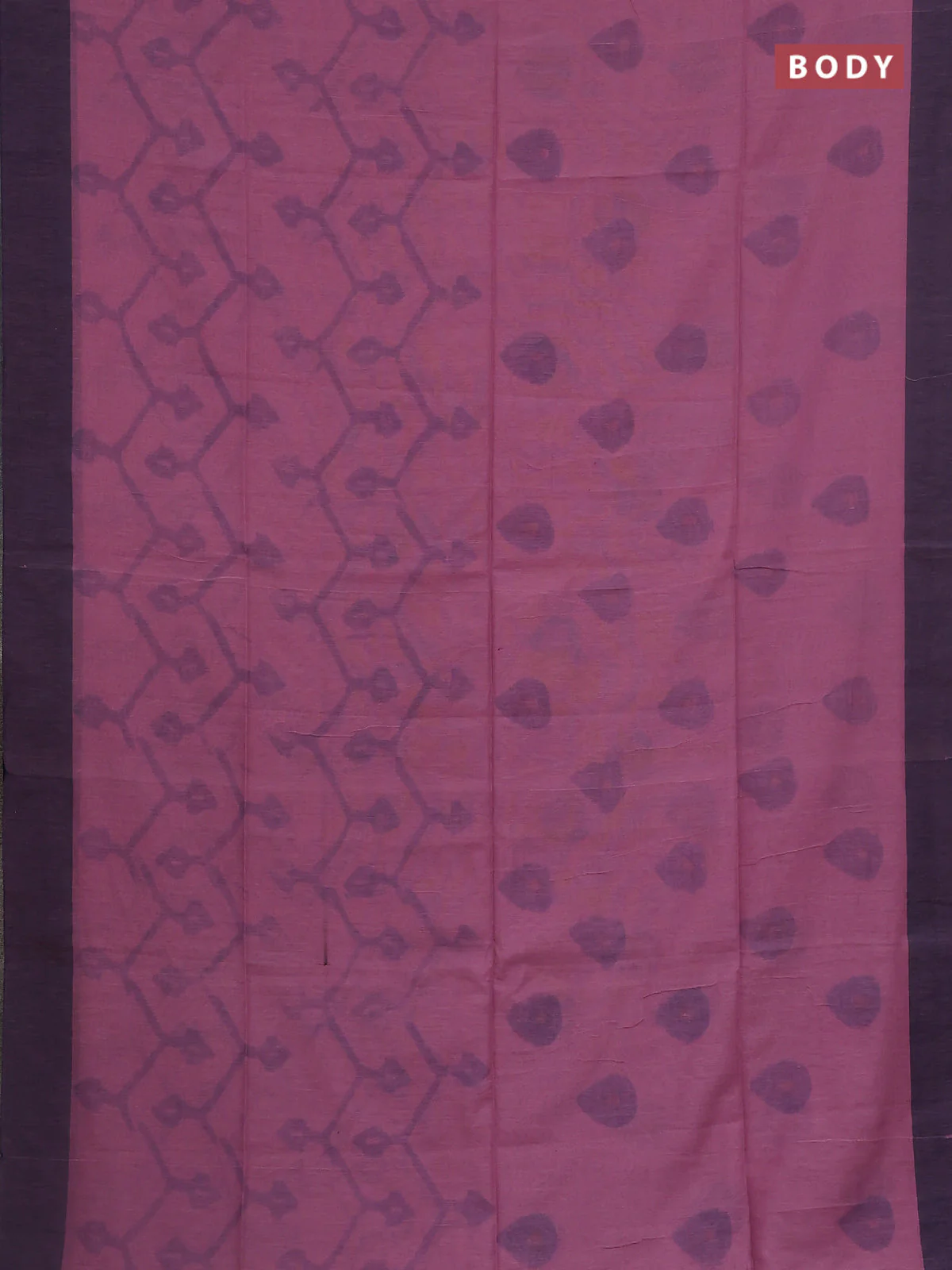 Bengal soft cotton saree mauve pink and navy blue with allover weaves and simple border - Image 2