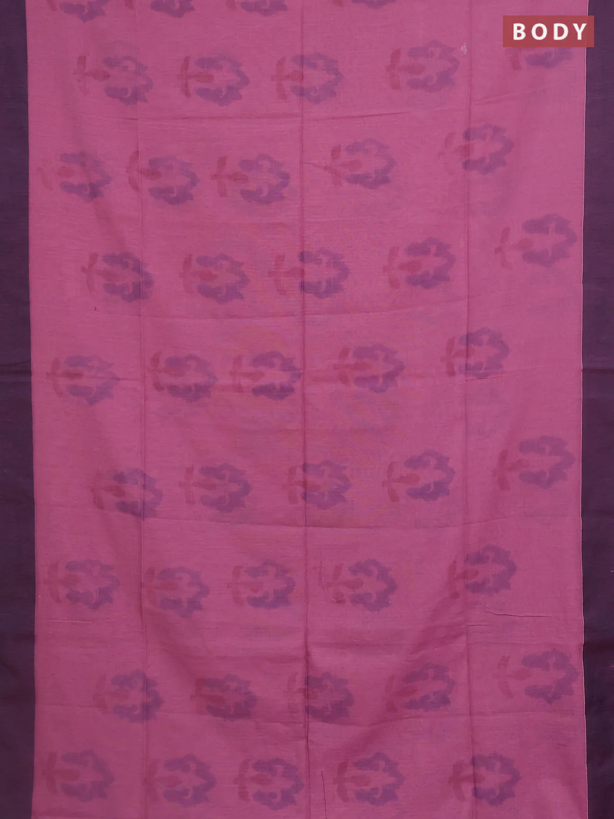 Bengal soft cotton saree mauve pink and navy blue with allover butta weaves and simple border - Image 2