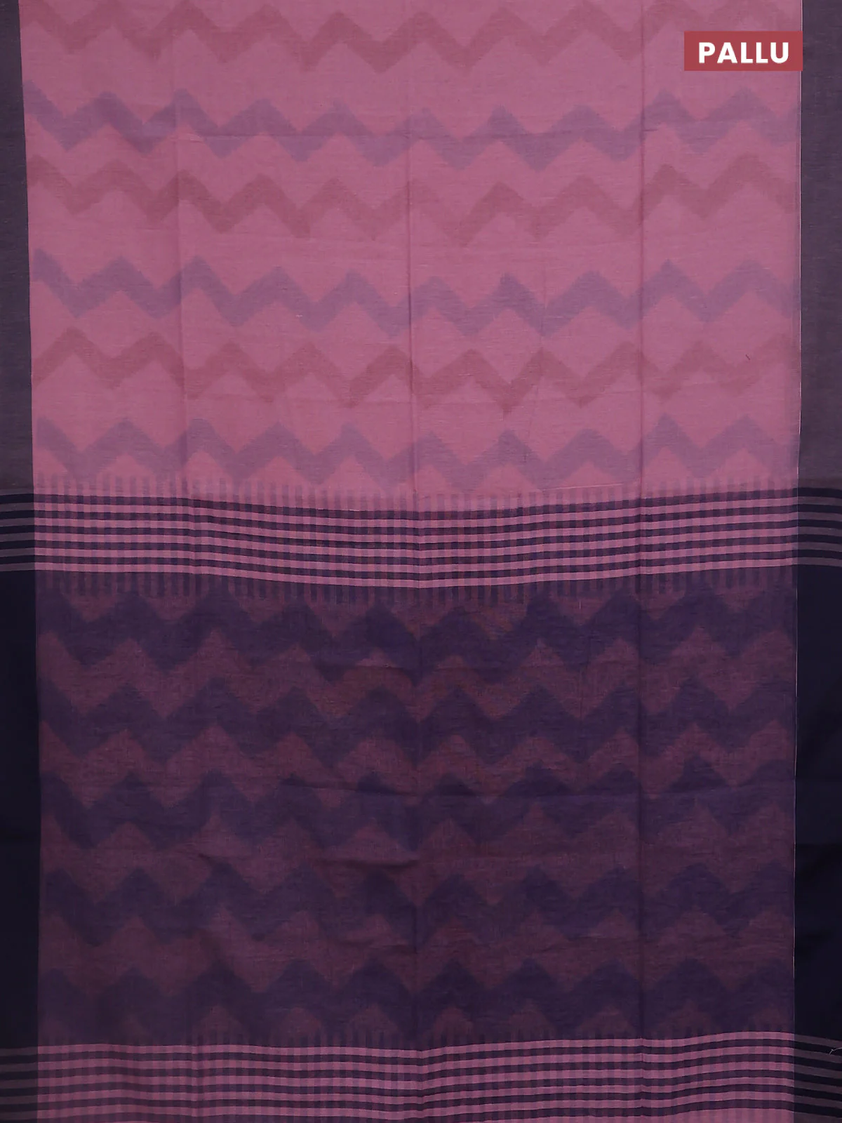 Bengal soft cotton saree mavue pink and navy blue with allover weaves and simple border - Image 3