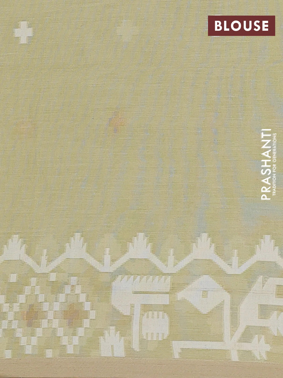 Bengal soft cotton saree mild pista green and sandal with thread & zari woven buttas and thread woven border - Image 4